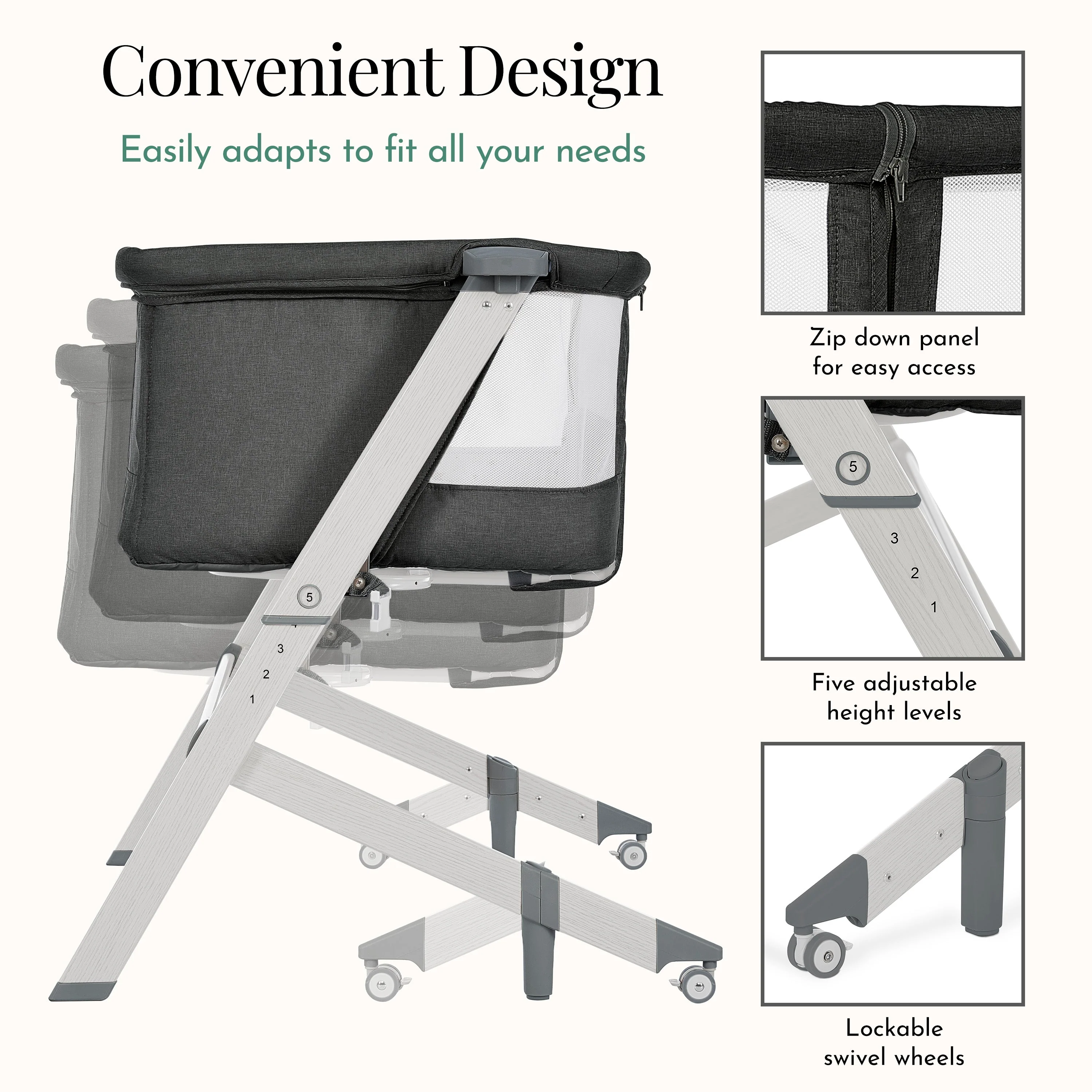 Evolur Stellar Bassinet and Bed side sleeper - Image 13