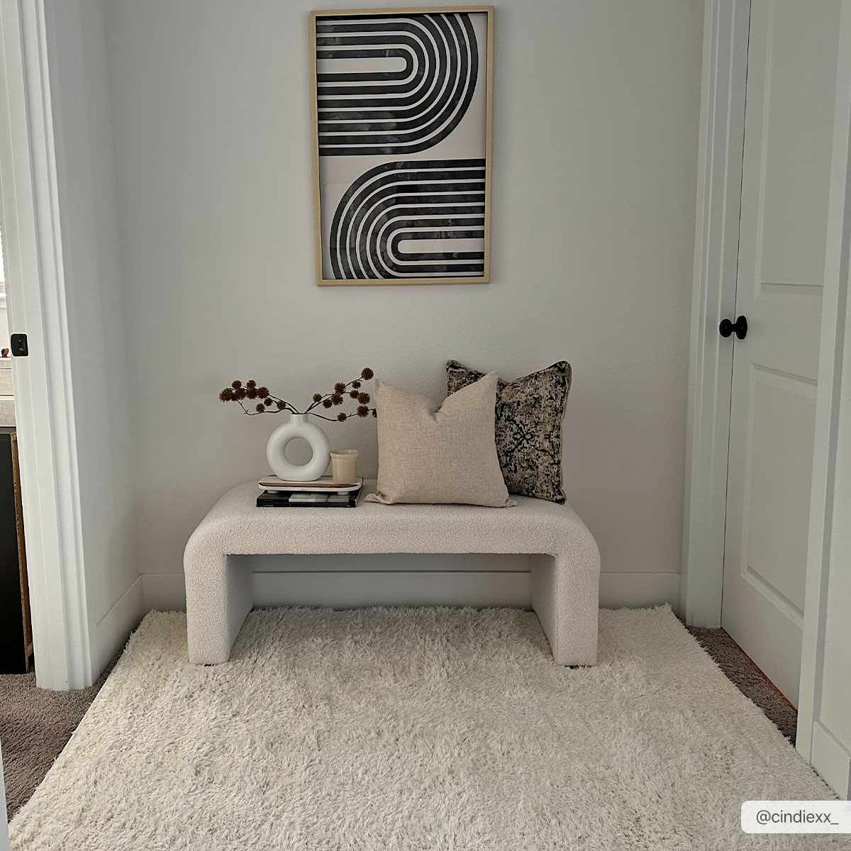 Faina Solid Cream Shag Washable Area Rug - Image 3