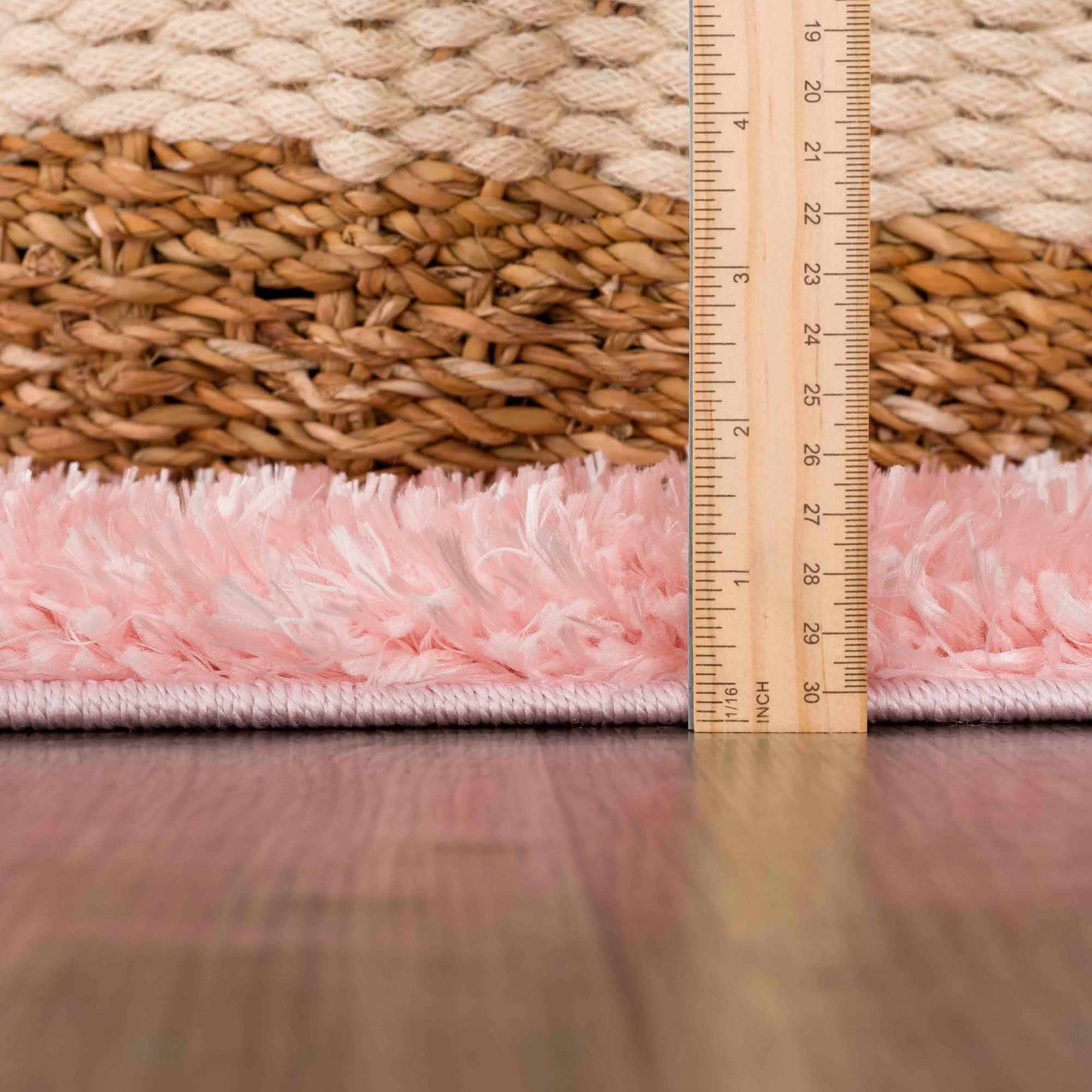 Faina Solid Pink Shag Washable Area Rug - Image 10