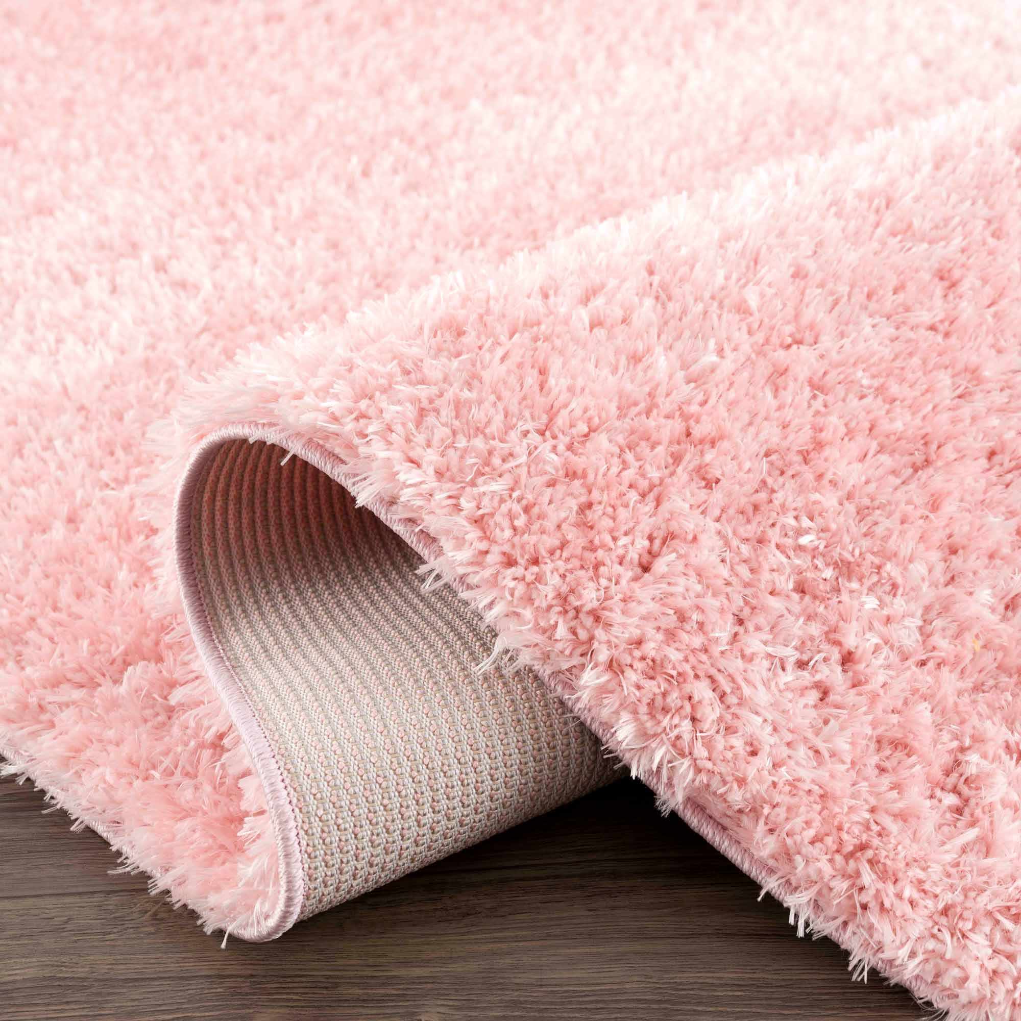 Faina Solid Pink Shag Washable Area Rug - Image 17