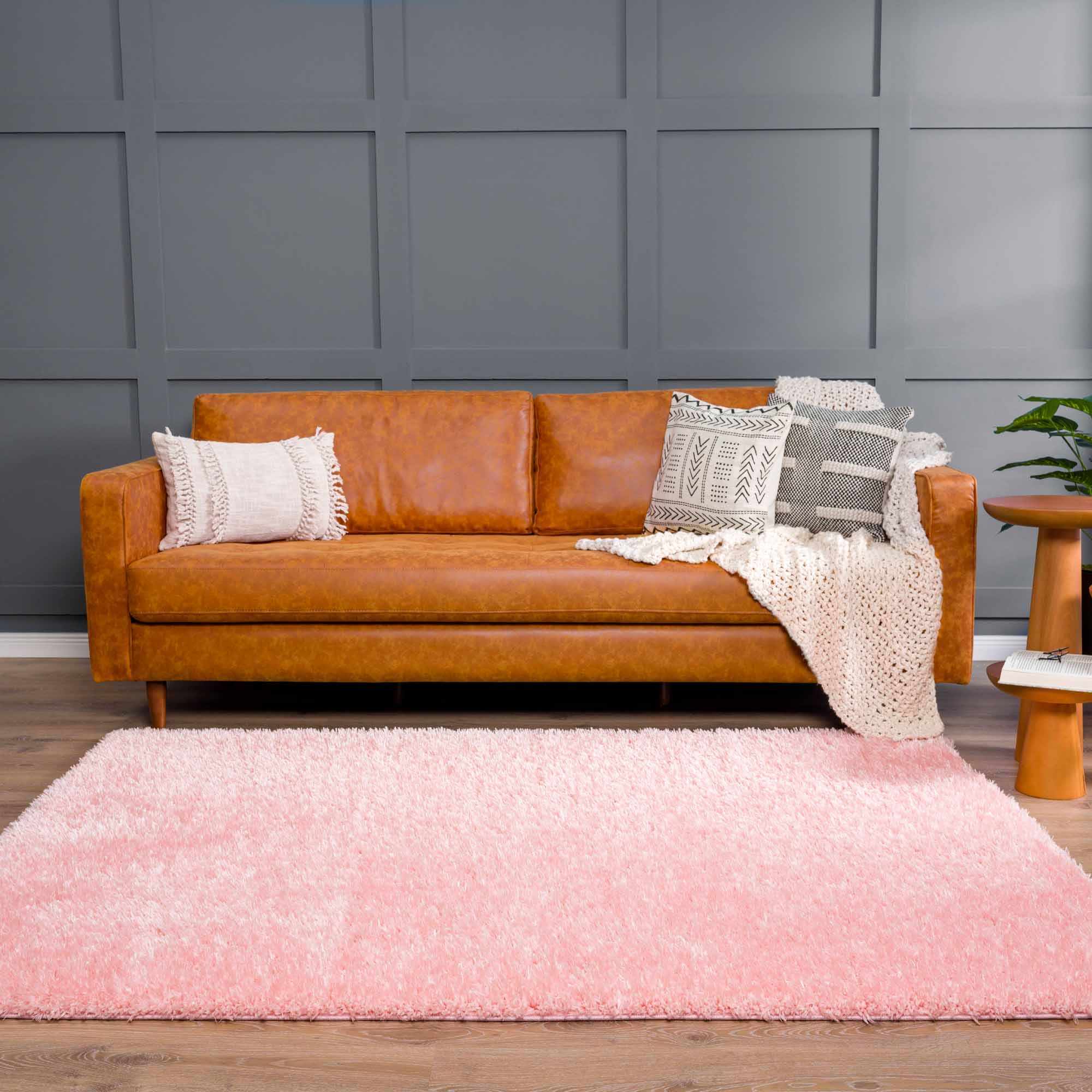 Faina Solid Pink Shag Washable Area Rug - Image 4