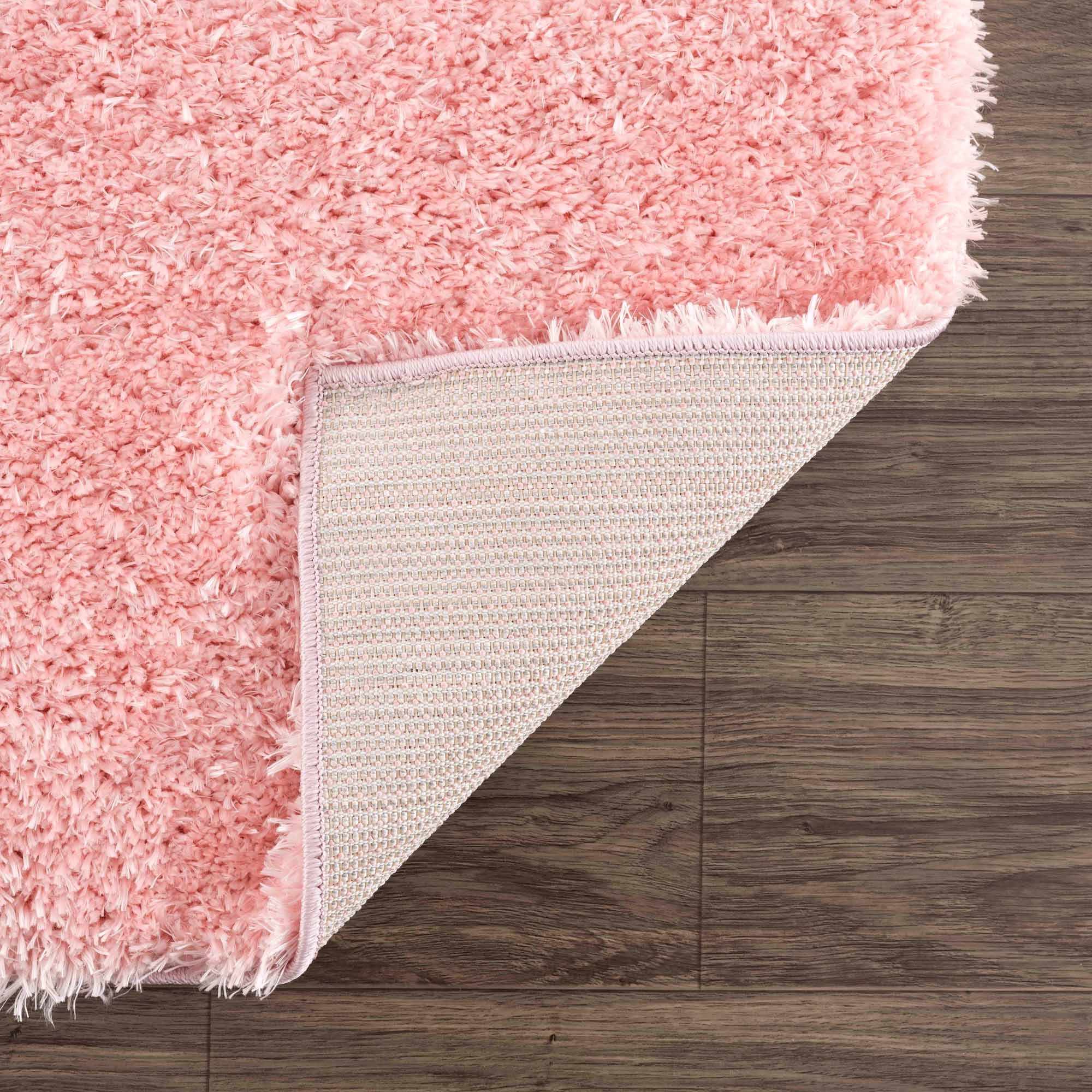 Faina Solid Pink Shag Washable Area Rug - Image 6