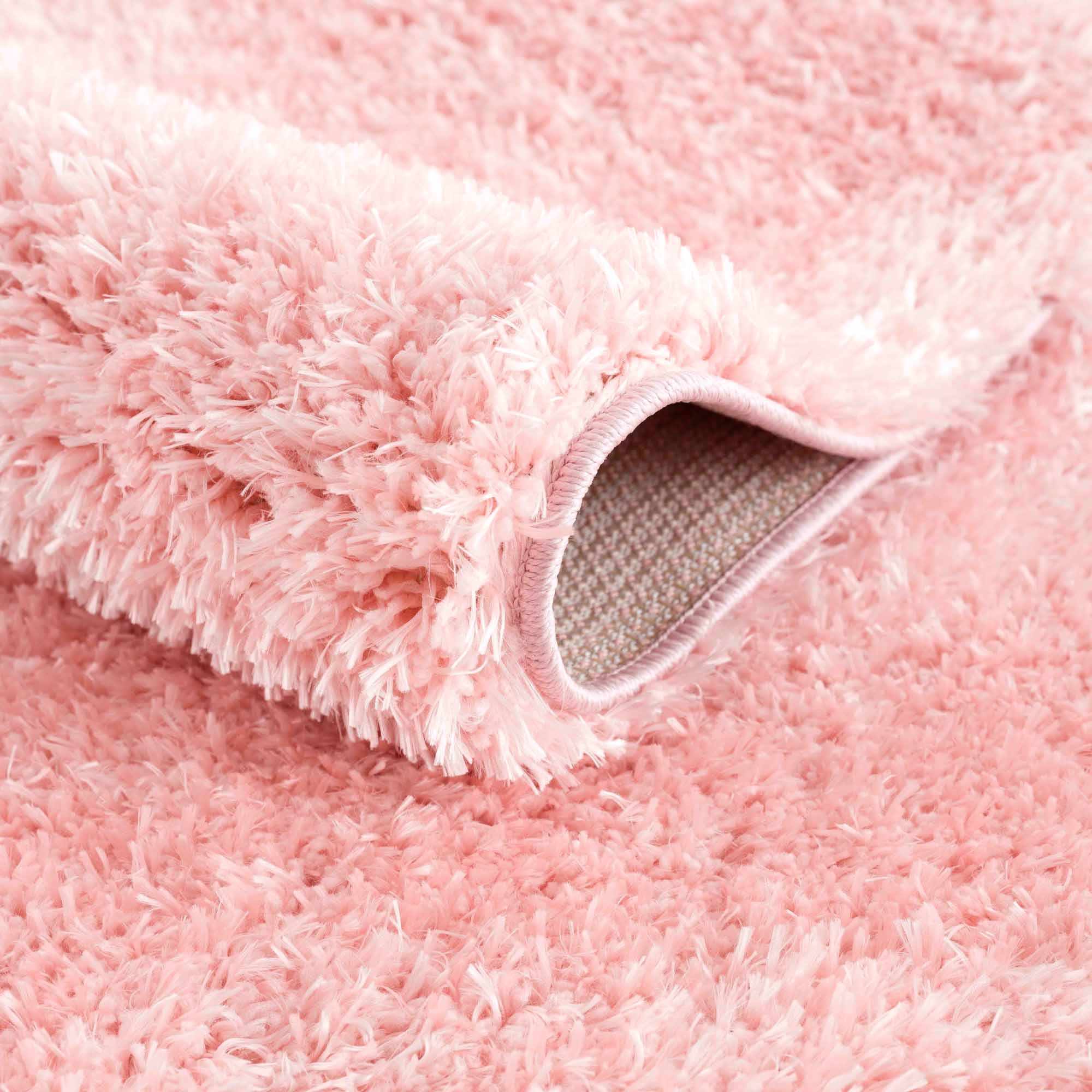 Faina Solid Pink Shag Washable Area Rug - Image 7