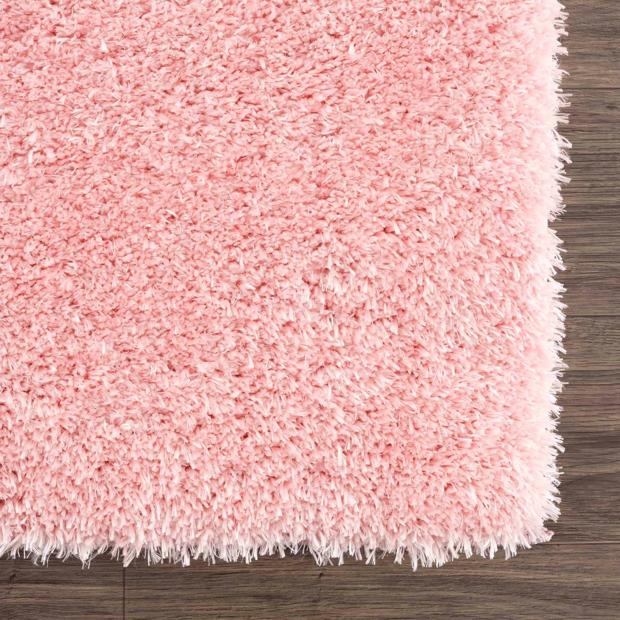 Faina Solid Pink Shag Washable Area Rug - Image 8