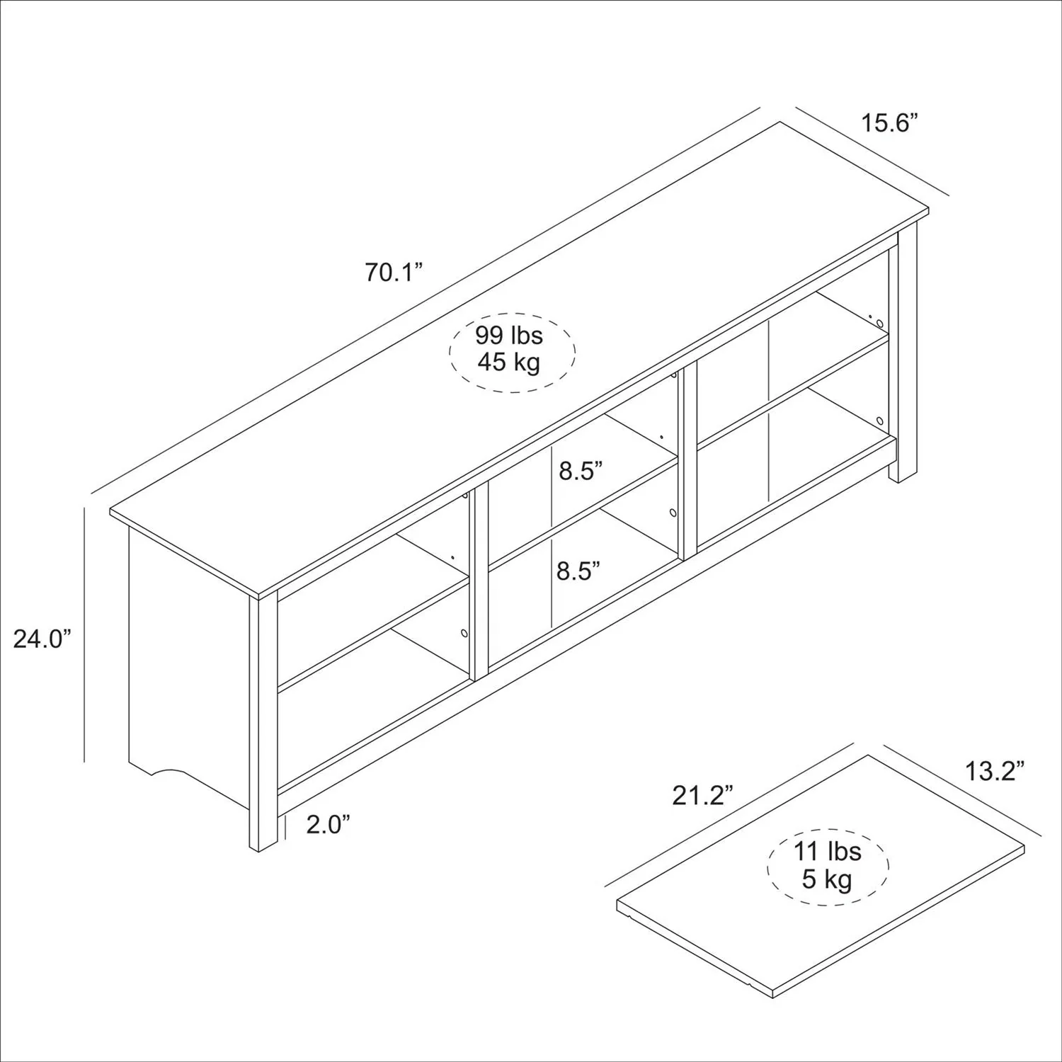 Farmhouse TV Stand in Black Wood Finish - Image 5