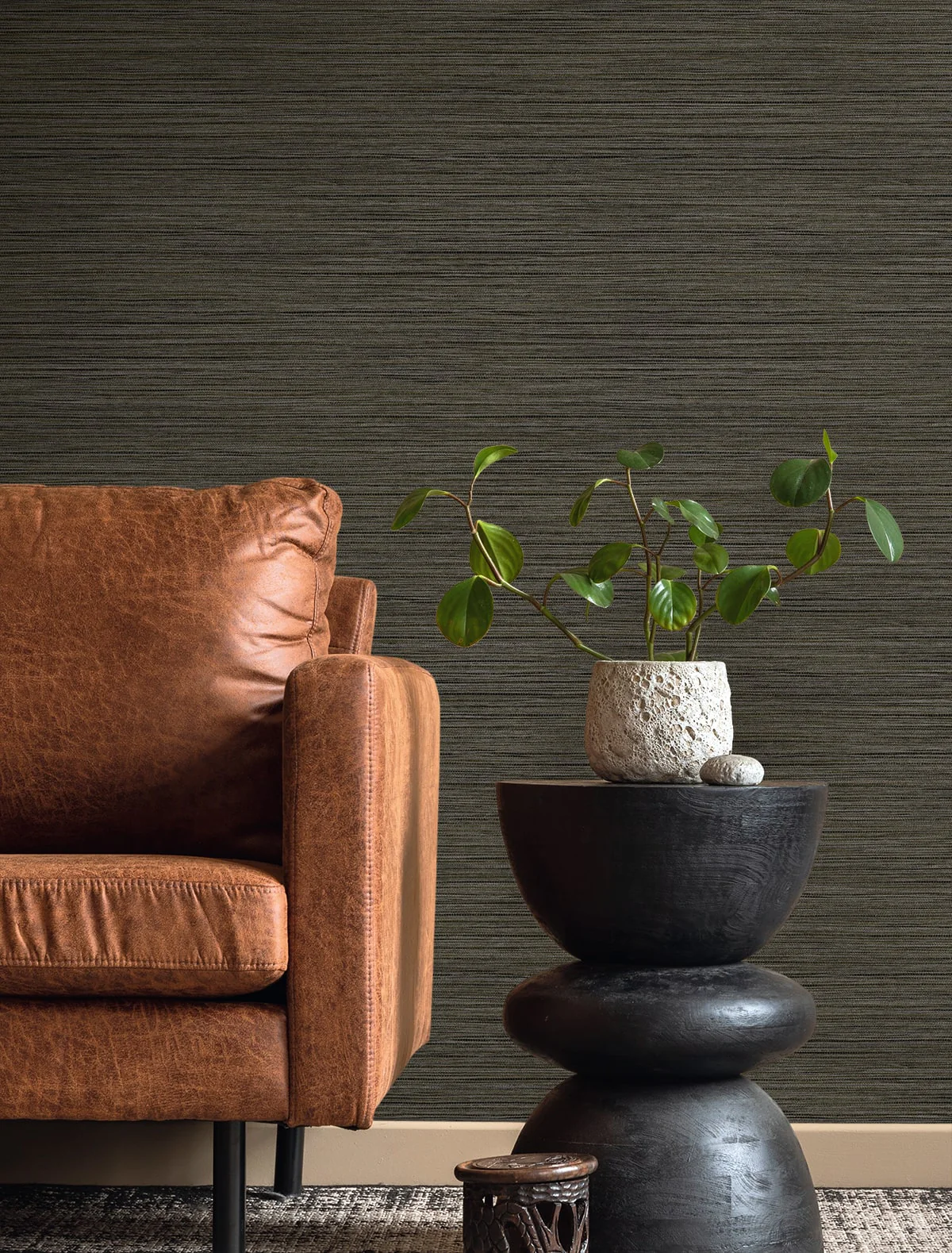 Fibers and Threads Newton Faux Sisal Embossed Vinyl Unpasted Wallpaper - Image 21