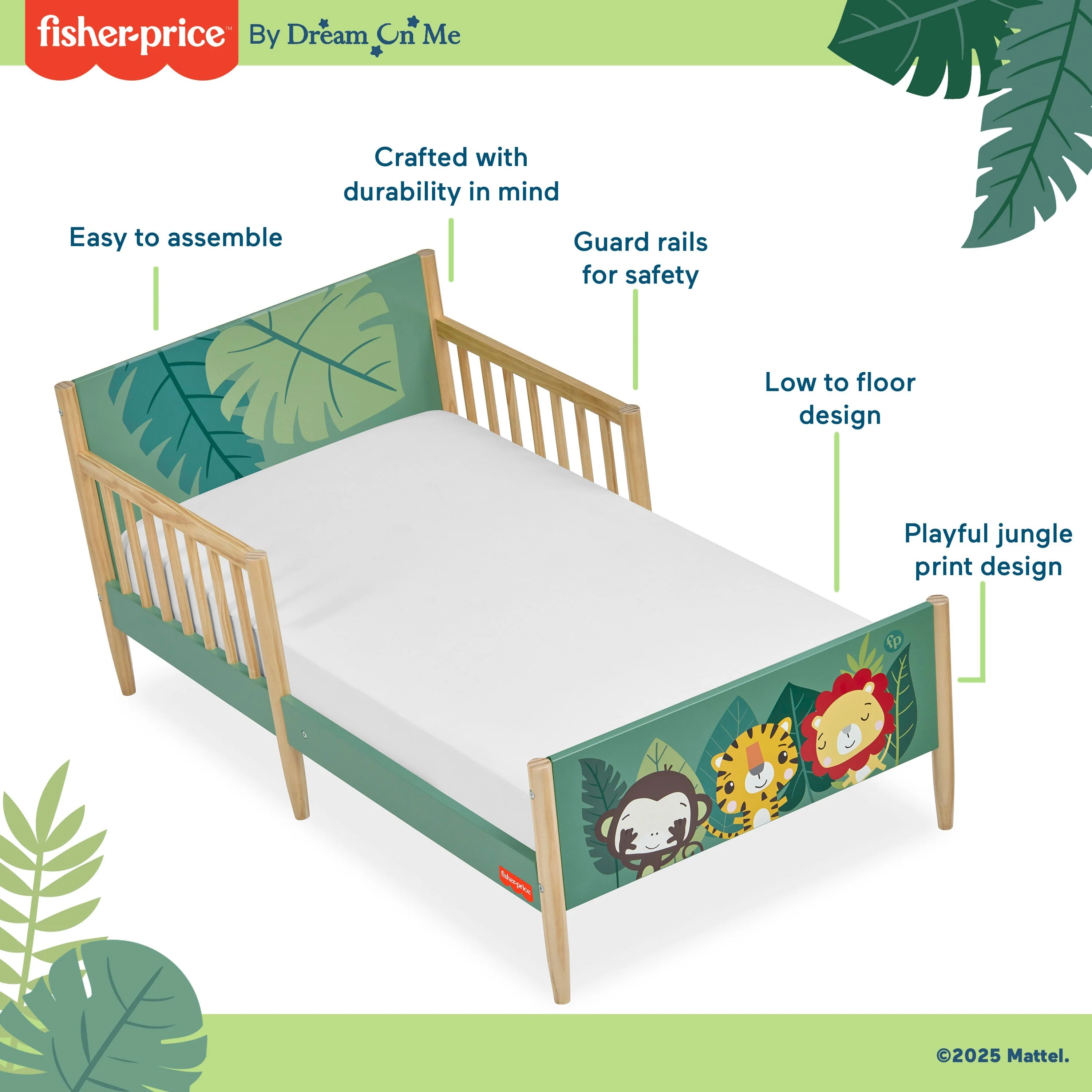 Fisher-Price By Dream On Me Fauna Collection Safari Dreams Toddler Bed - Image 4