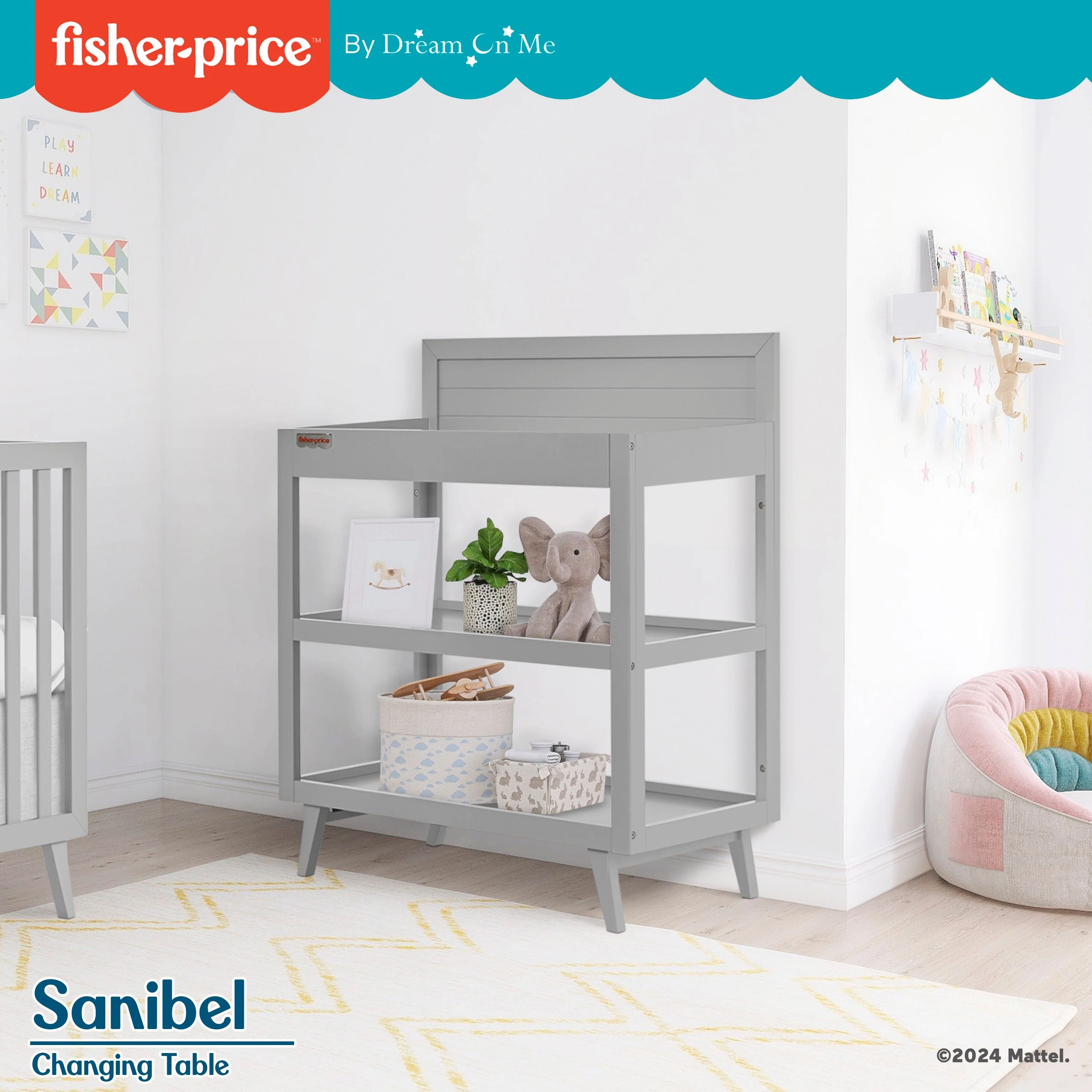 Fisher-Price by Dream On Me Sanibel Changing Table, Pebble Grey - Image 2
