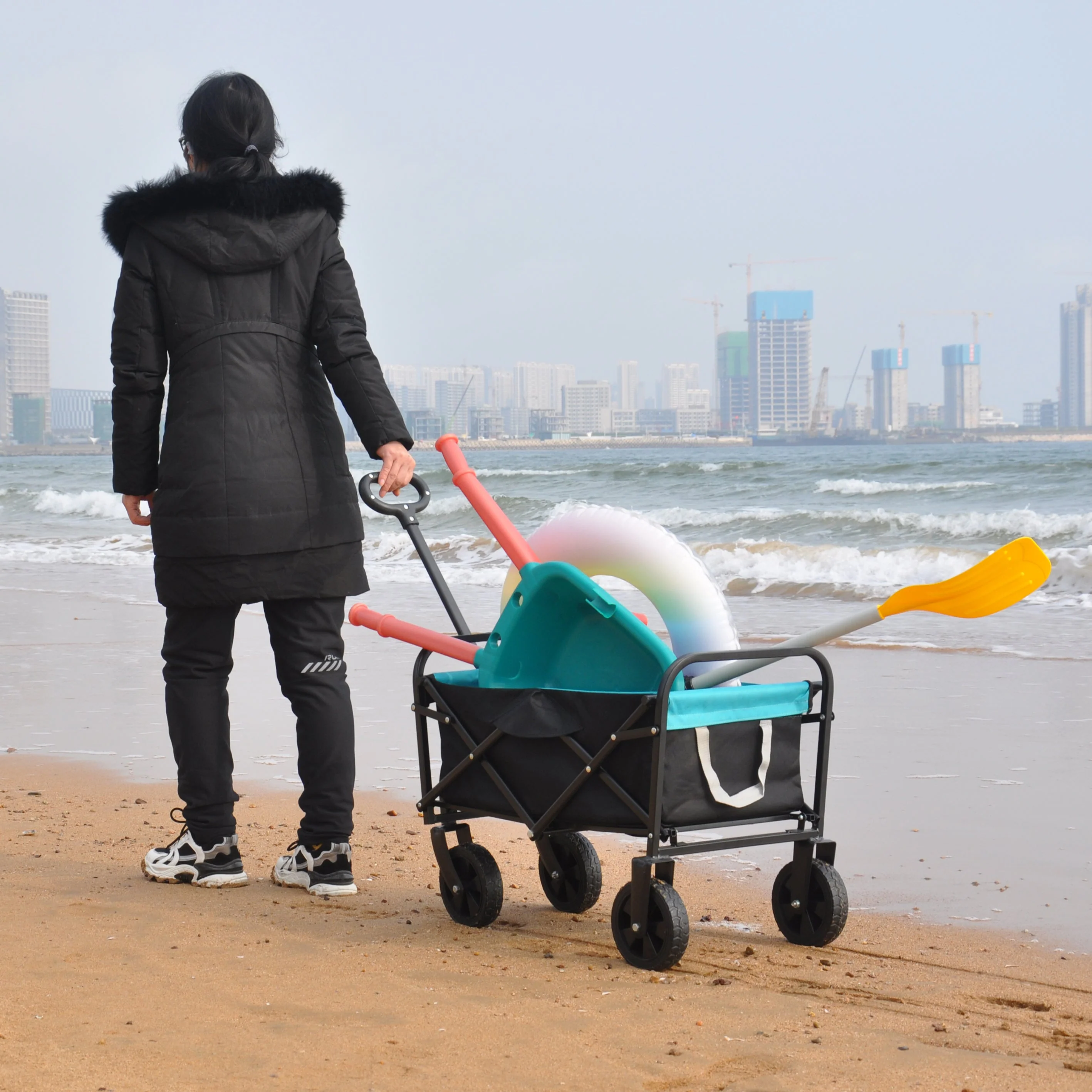 Folding Wagon Garden Shopping Beach Cart - Image 49