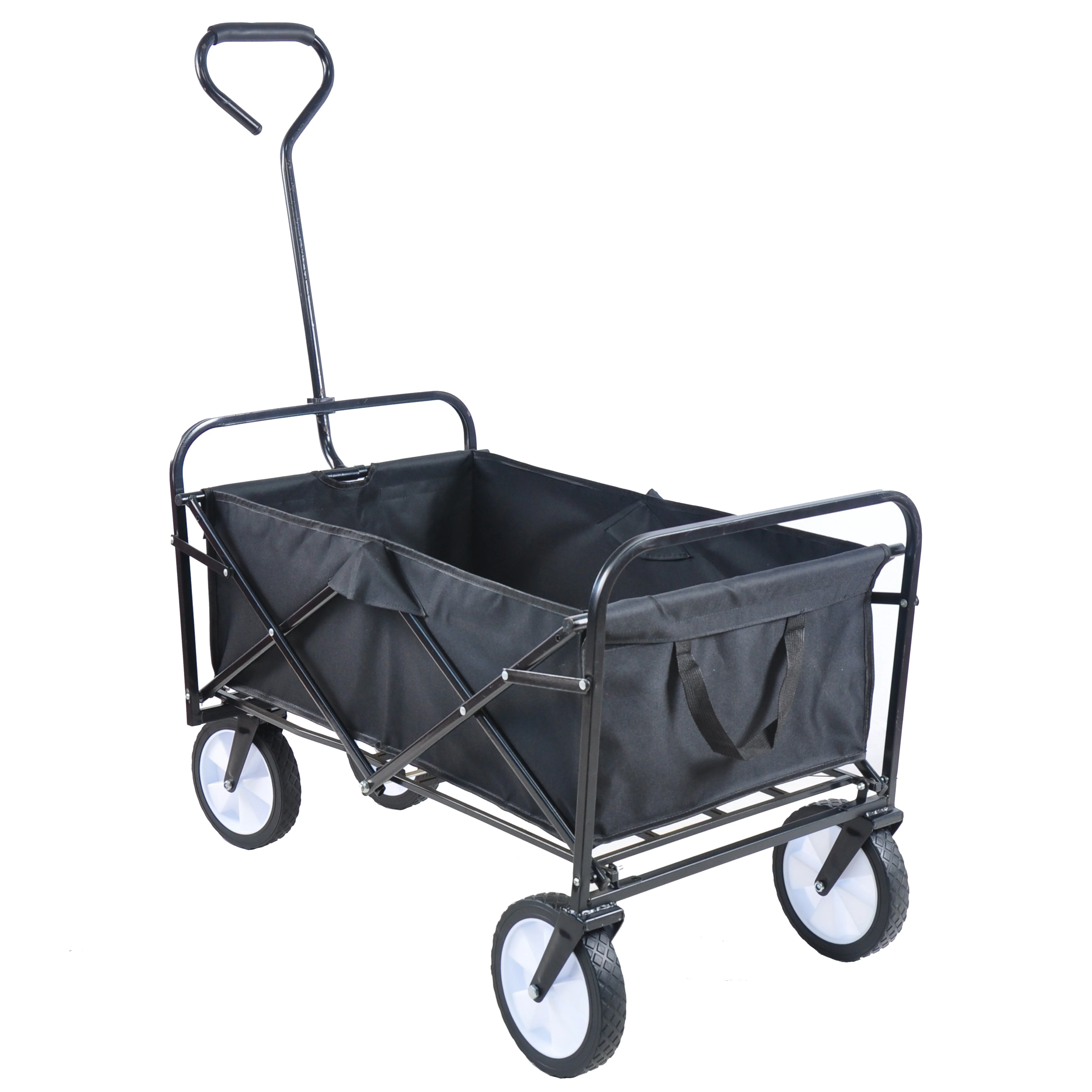 Folding Wagon Garden Shopping Beach Cart (Black) - Image 15
