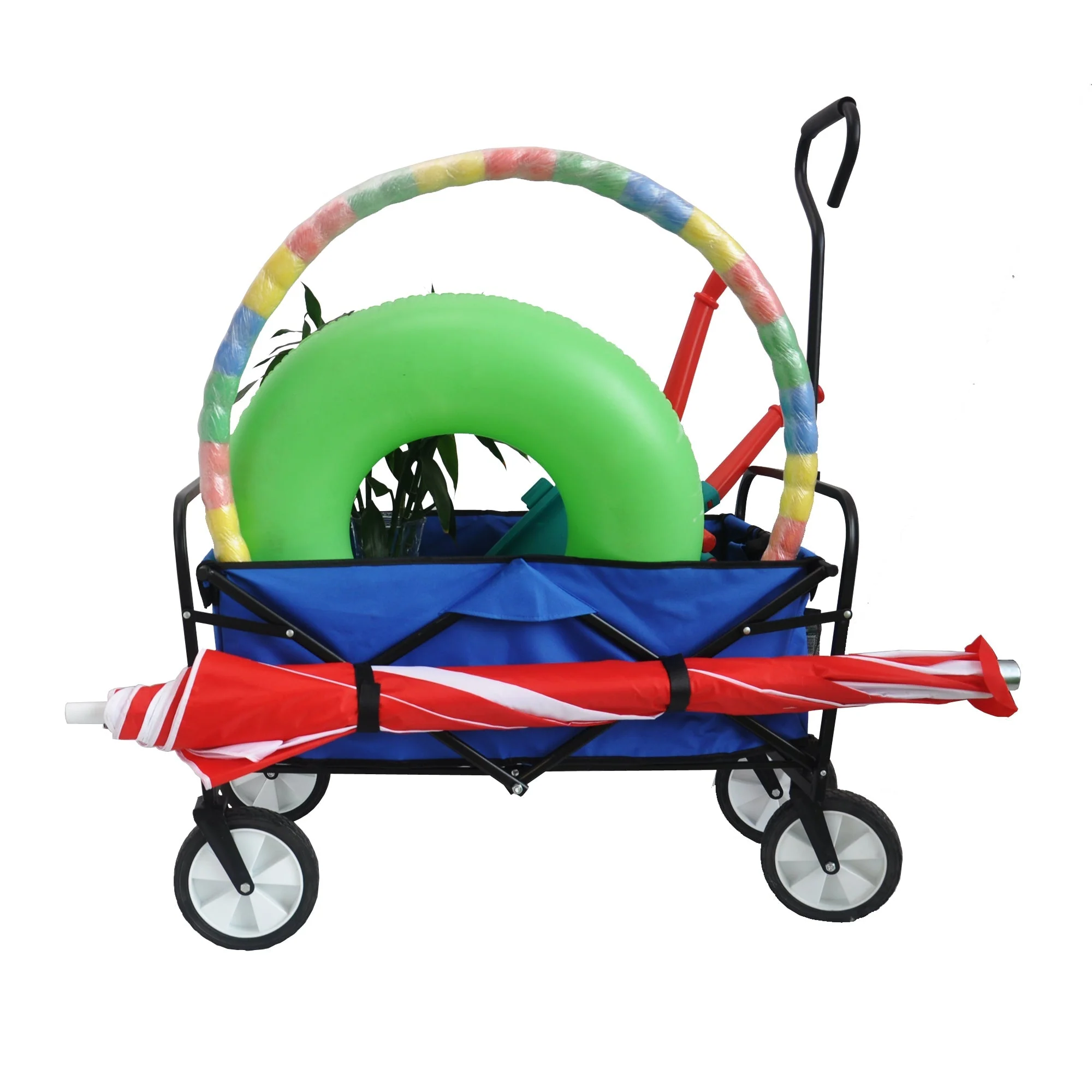 Folding Wagon Garden Shopping Beach Cart   (Blue) - Image 36