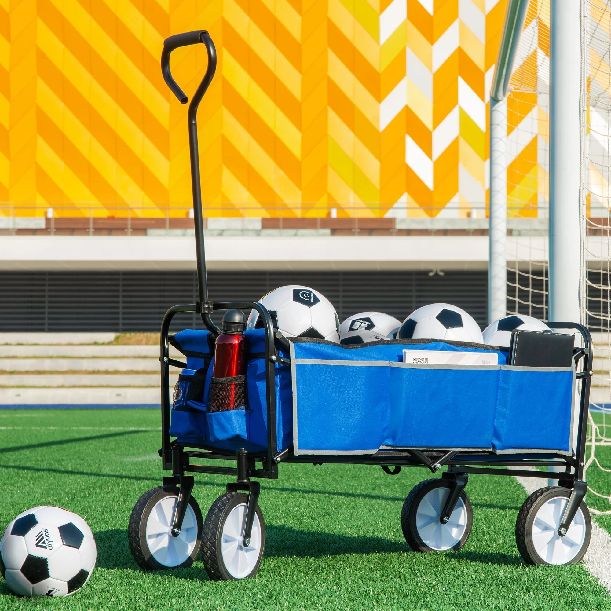 Folding Wagon Garden Shopping Beach Cart   (Blue) - Image 5