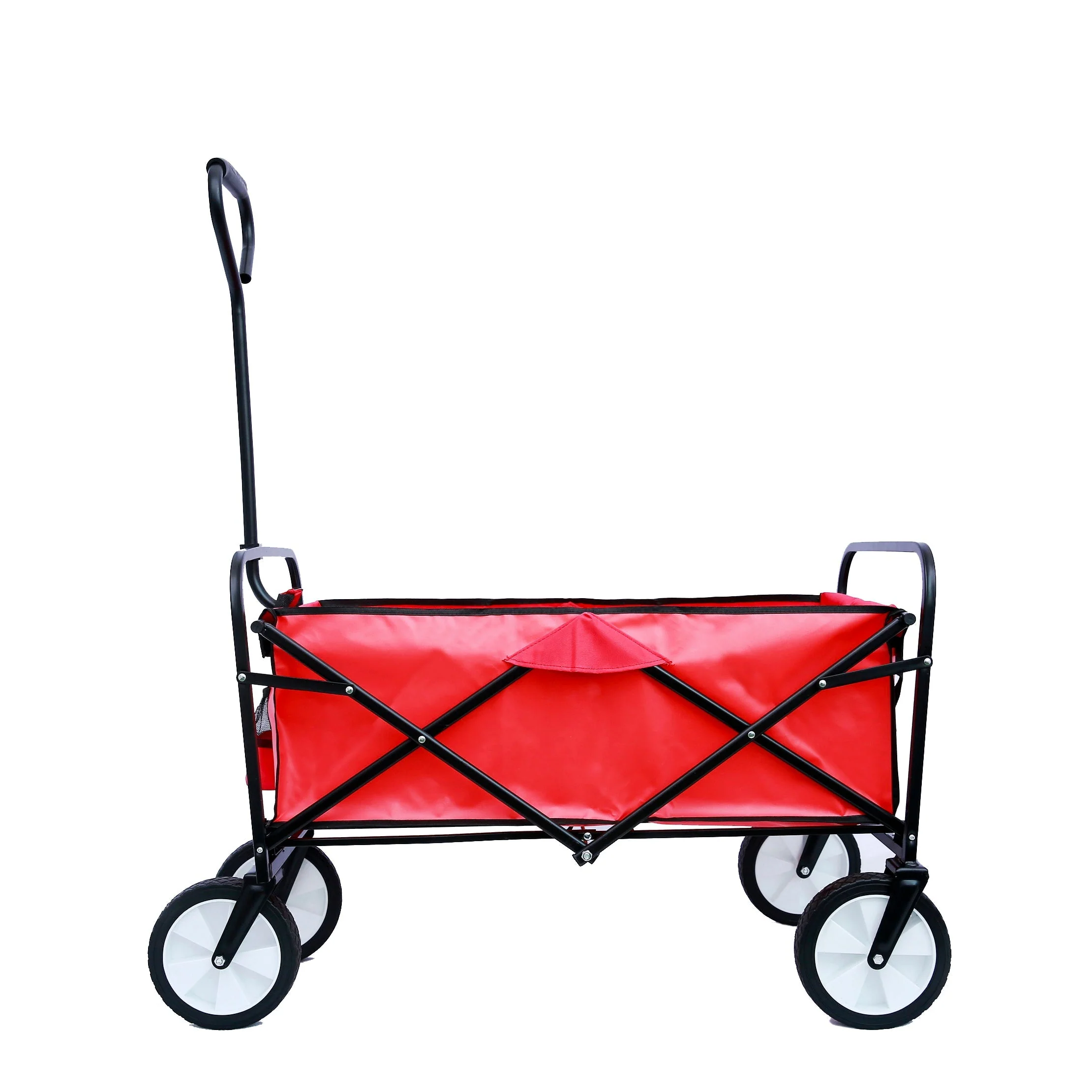 Folding Wagon Garden Shopping Beach Cart (Red) - Image 41