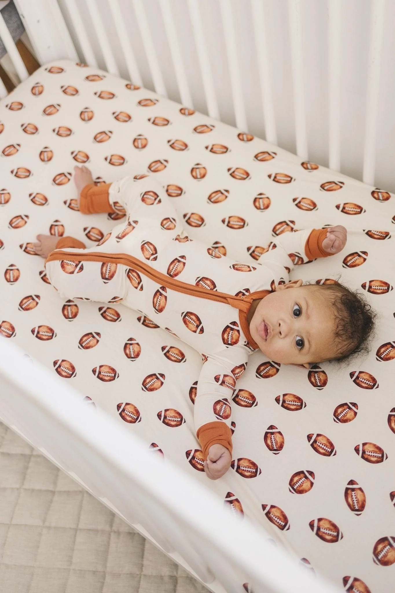 Football Print Bamboo Crib Sheet - Image 11