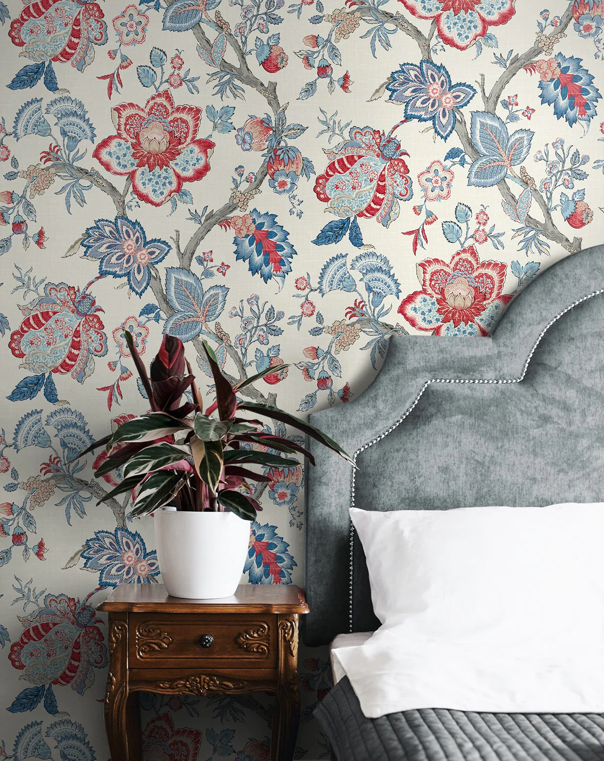 French Country Bernadette Jacobean Unpasted Wallpaper - Image 2