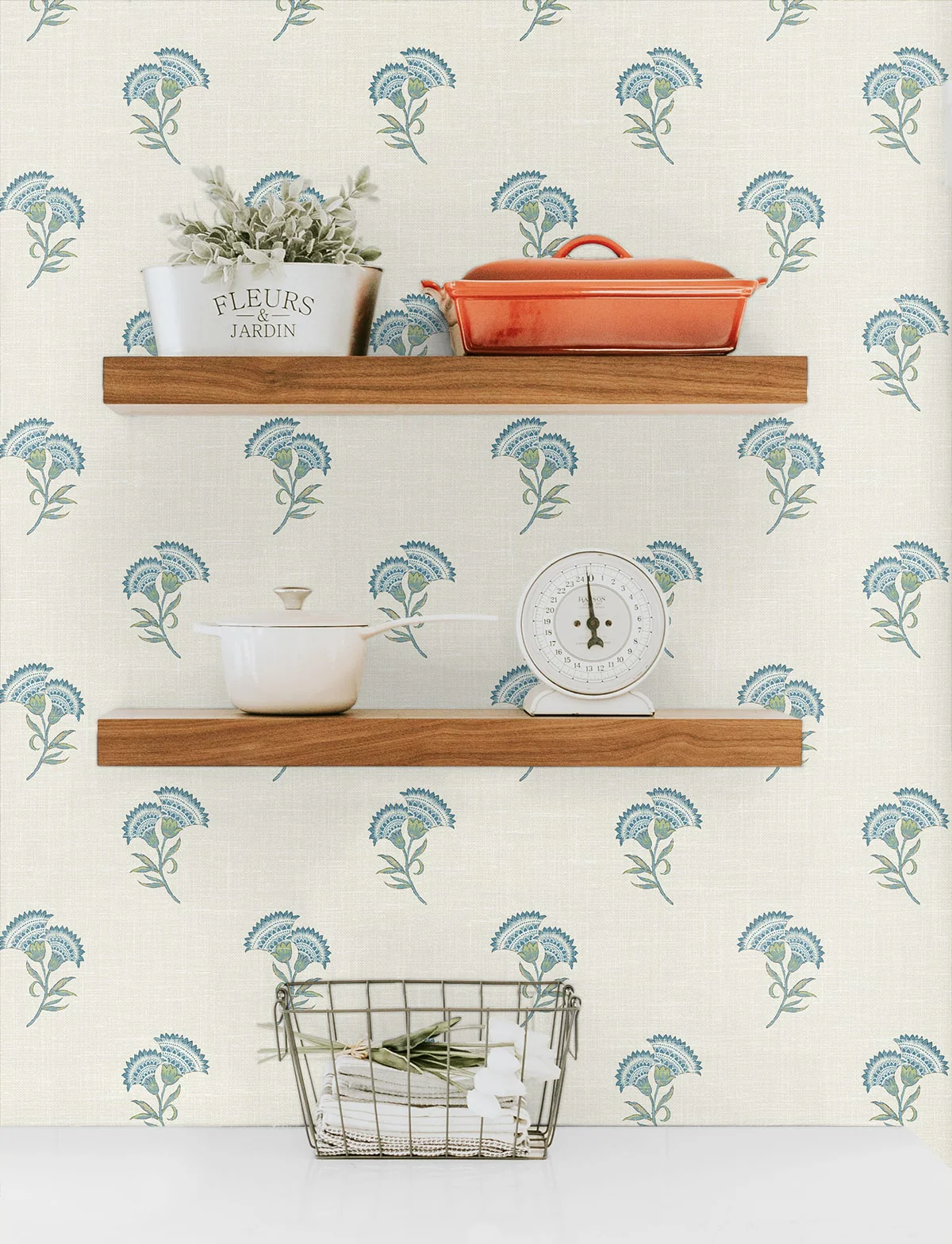 French Country Lotus Branch Floral Unpasted Wallpaper - Image 12