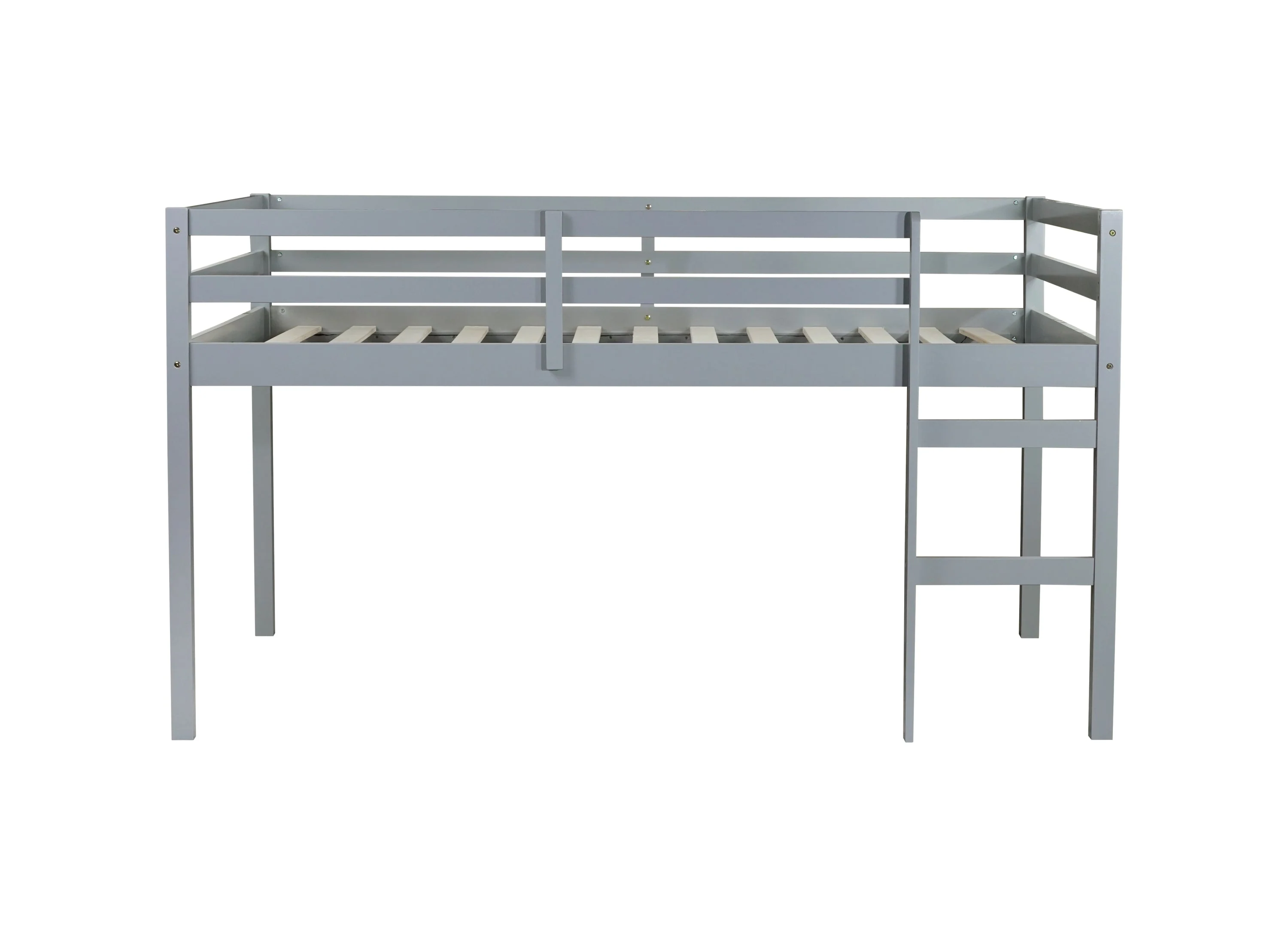 Full Rubber Wood Loft Bed with Ladder - Grey - Image 14