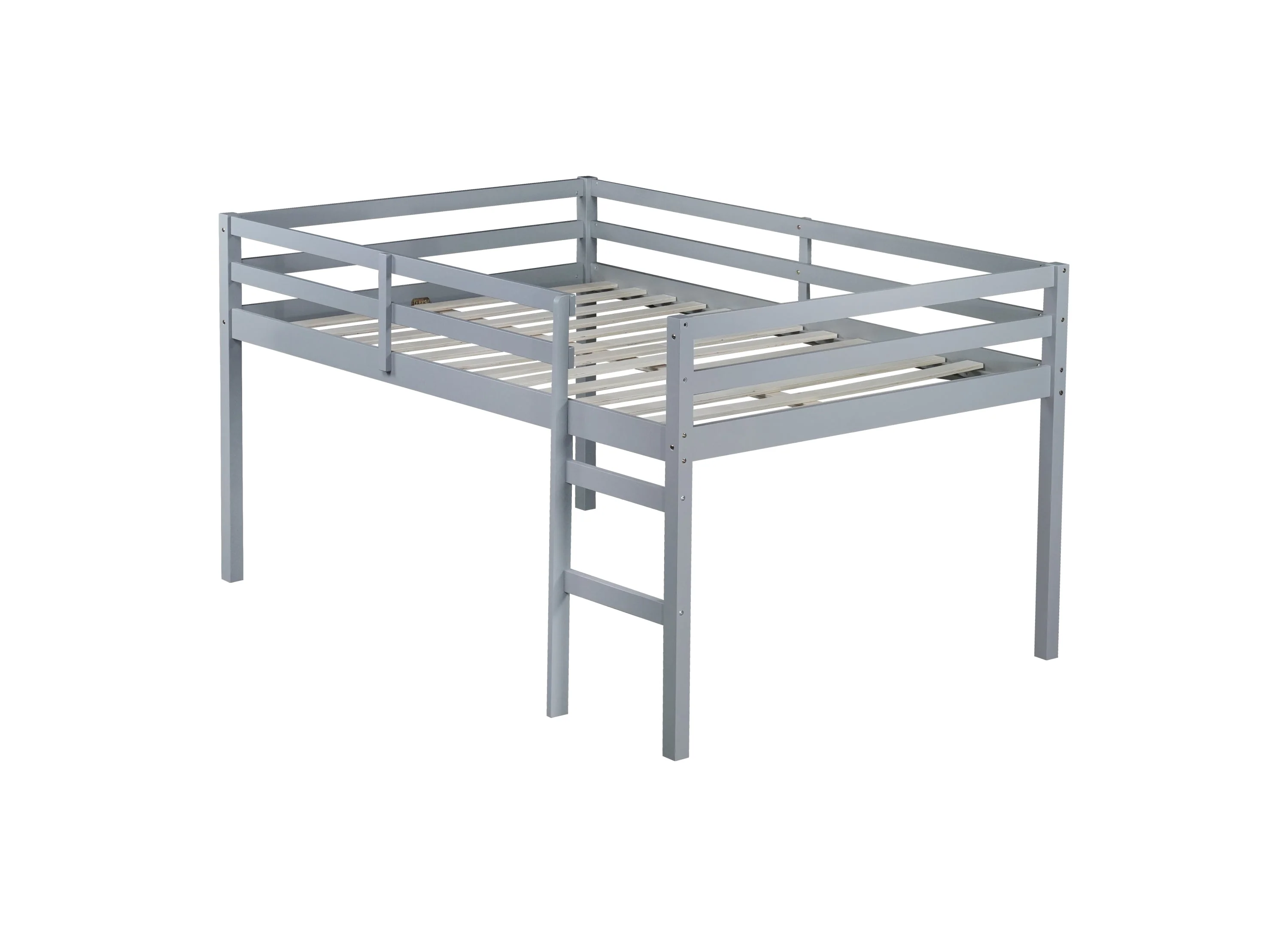 Full Rubber Wood Loft Bed with Ladder - Grey - Image 17