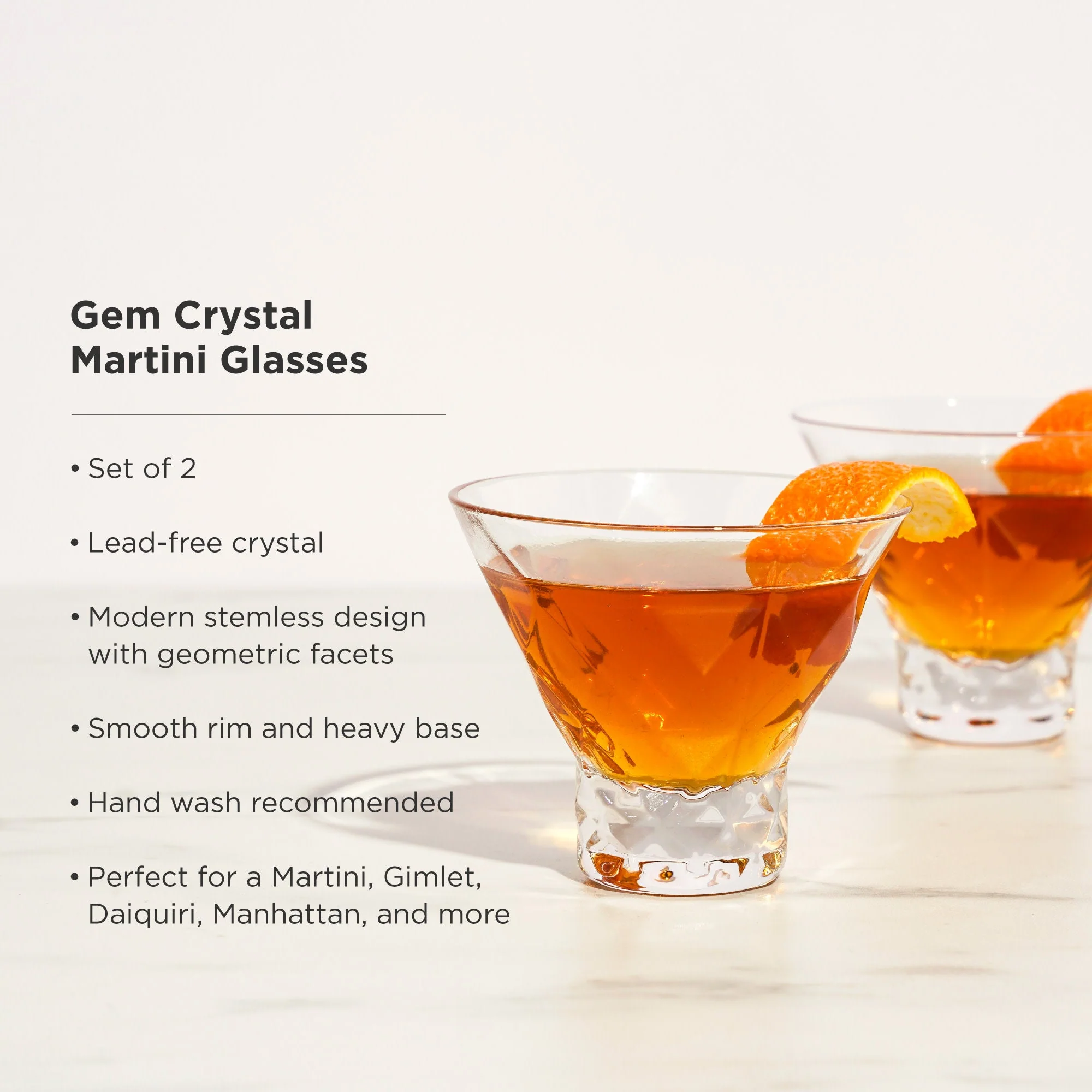Gem Crystal Martini Glasses Set of 2 - Image 5