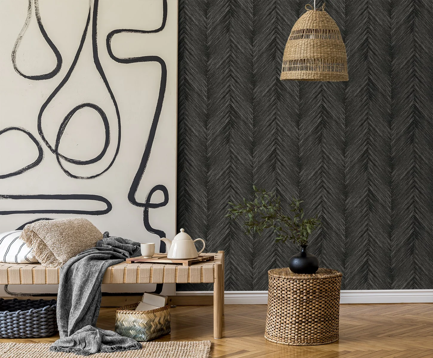 Geometric Textures Otto Chevron Unpasted Wallpaper - Image 2