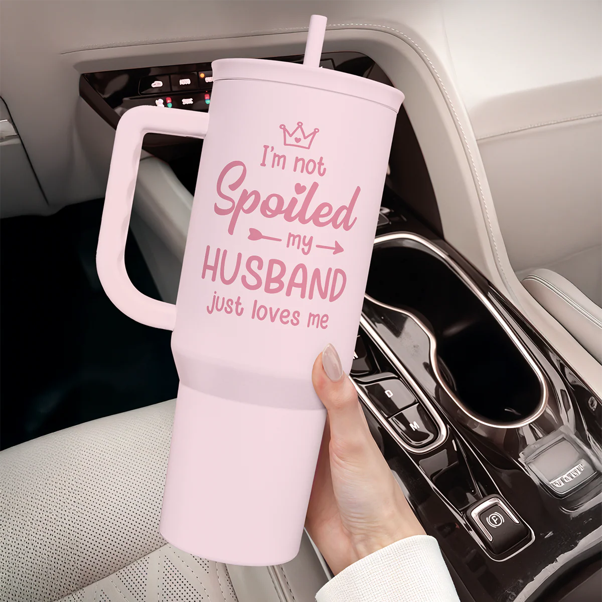 Valentine's Day Travel Tumbler for Wife - 40oz, Pink