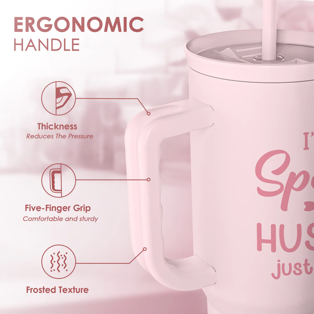 Valentine's Day Travel Tumbler for Wife - 40oz, Pink - Image 4