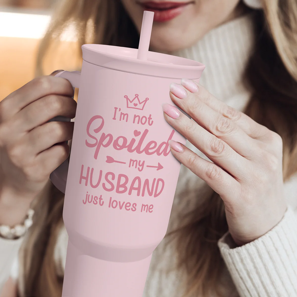 Valentine's Day Travel Tumbler for Wife - 40oz, Pink - Image 7