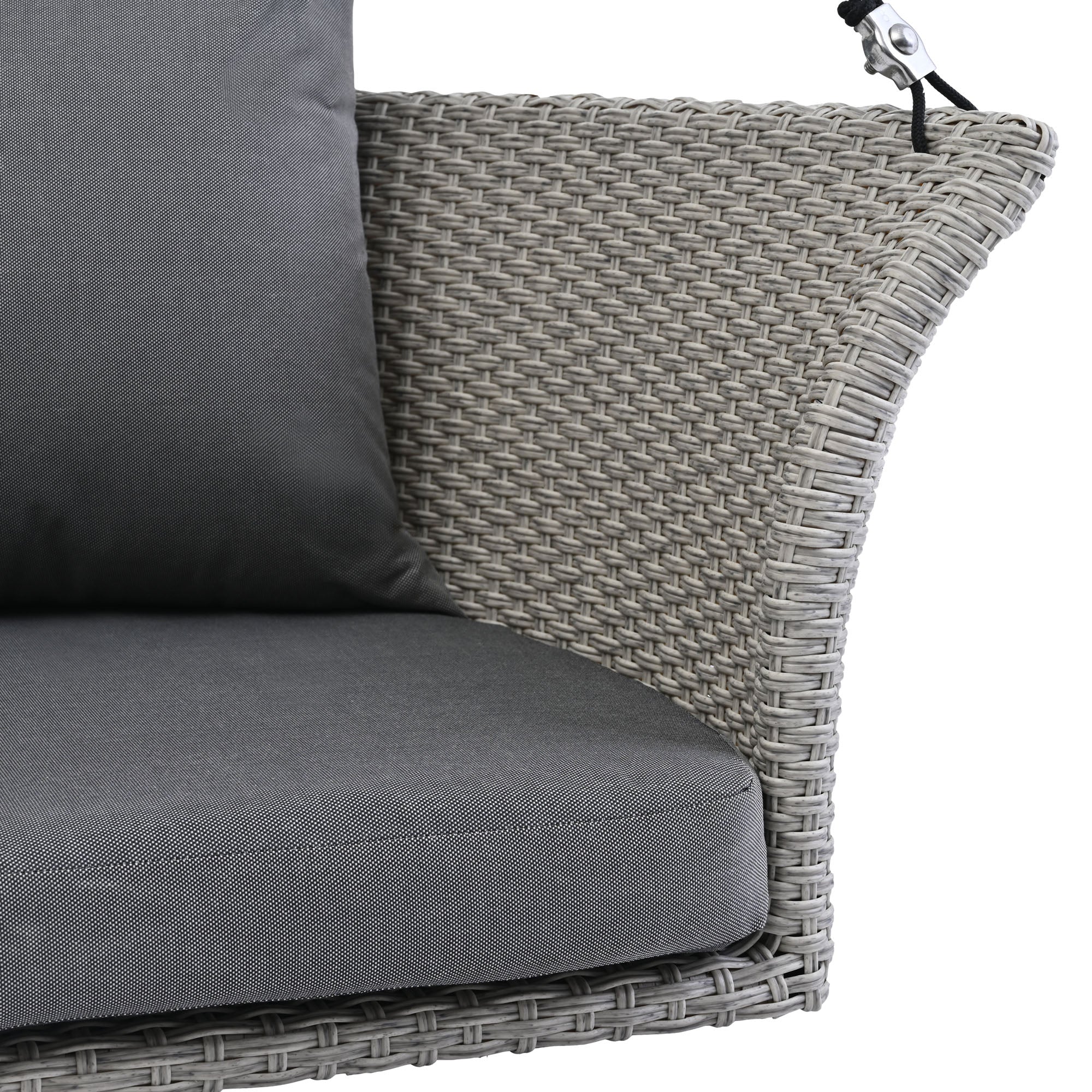 2-Person Rattan Woven Swing Chair, Gray Wicker And Cushion - Image 12