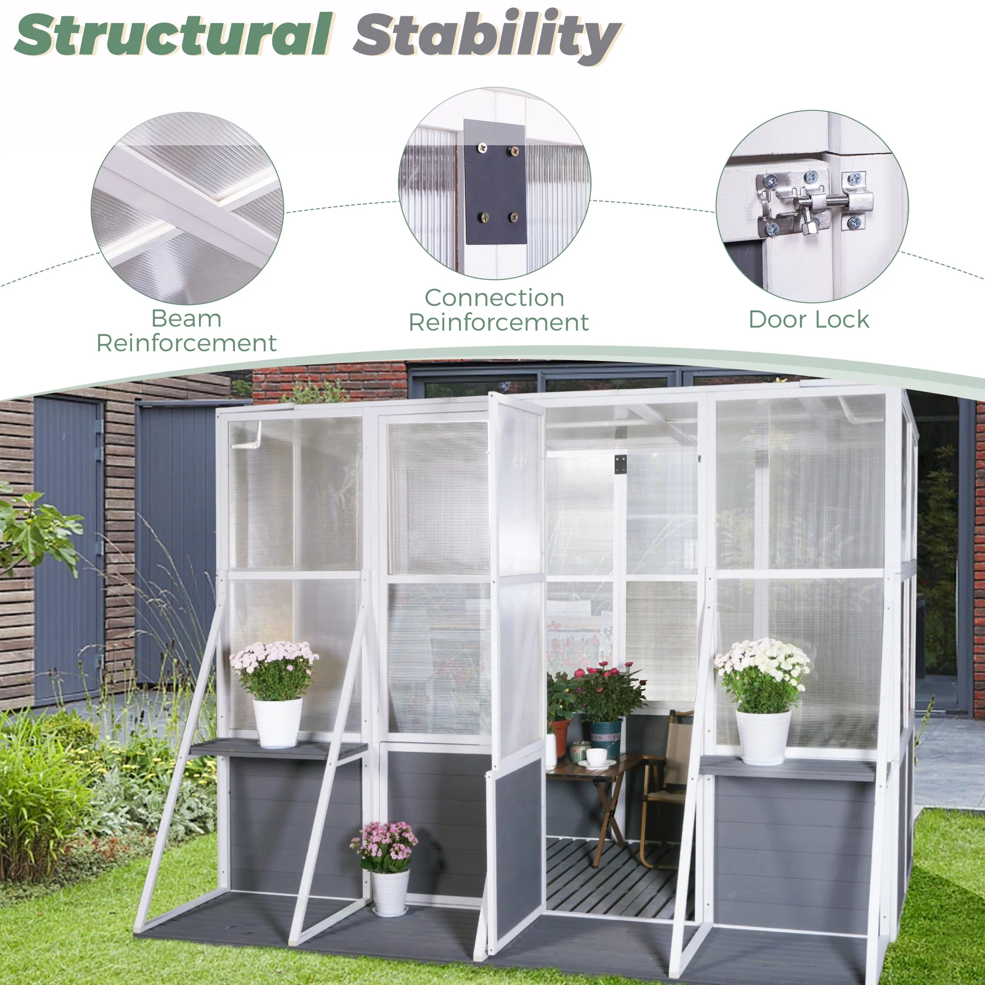 Heavy Duty Wooden Outdoor Greenhouse - Image 5