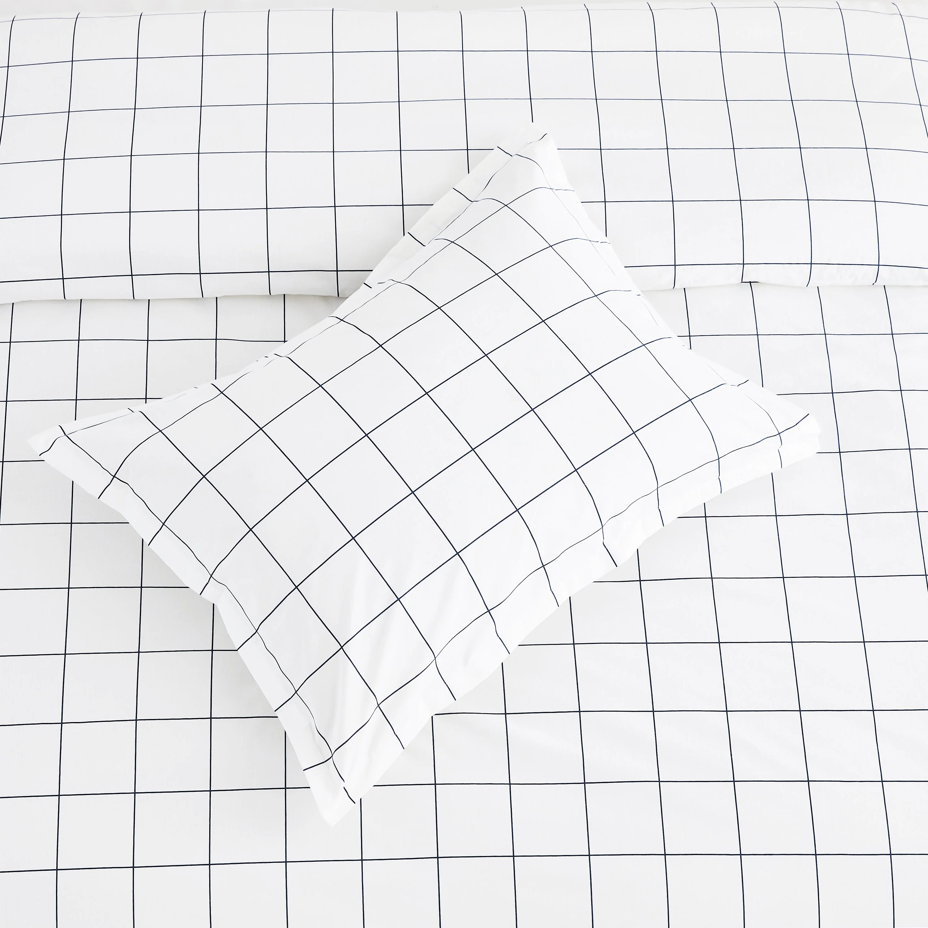 Grid Printed Cotton Percale Duvet Set - Image 8