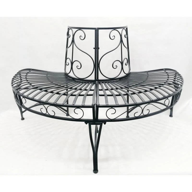 Half-Circle, Outdoor Tree Bench - Black - Image 3