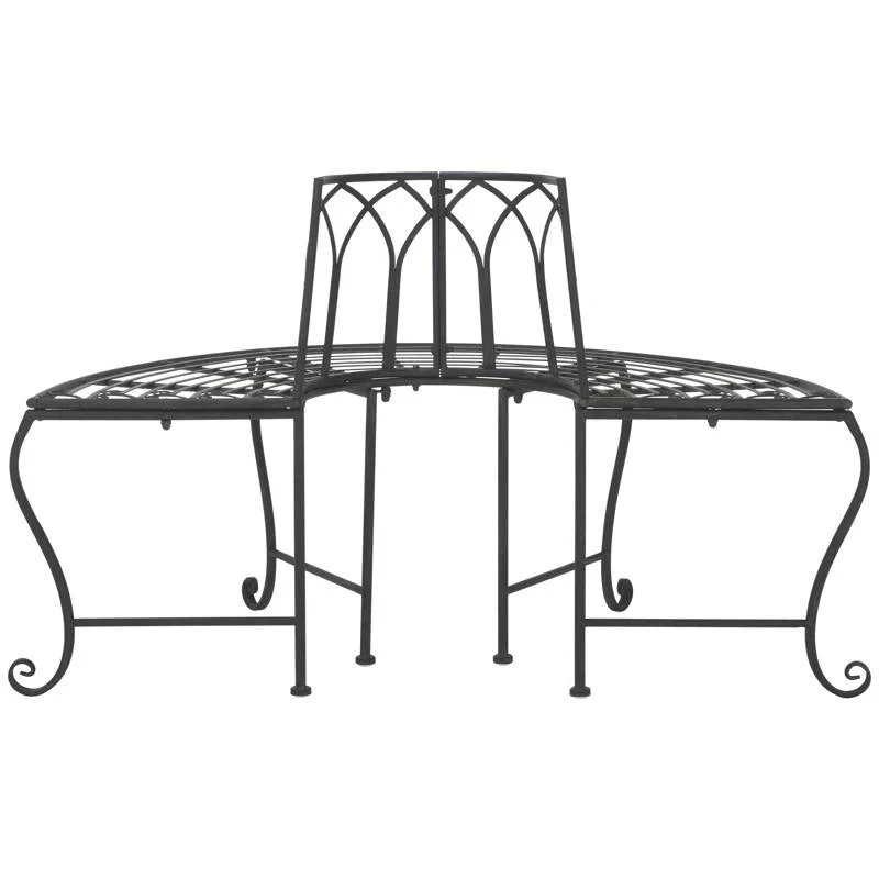 Half-Circle, Outdoor, Patio, Garden, Tree Bench - Black - Image 3