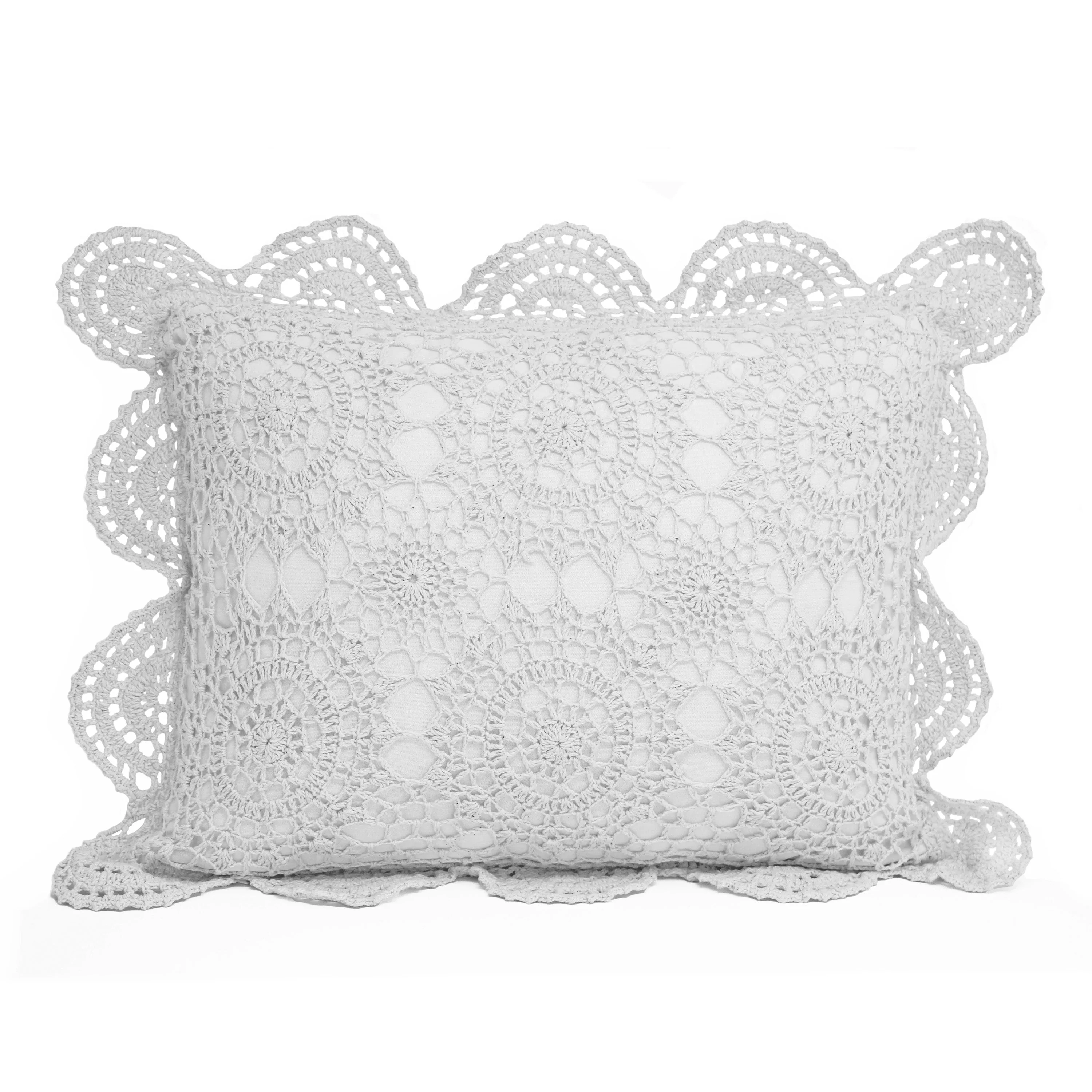 Hand Made Crochet Cotton Boudoir Pillow - Image 2