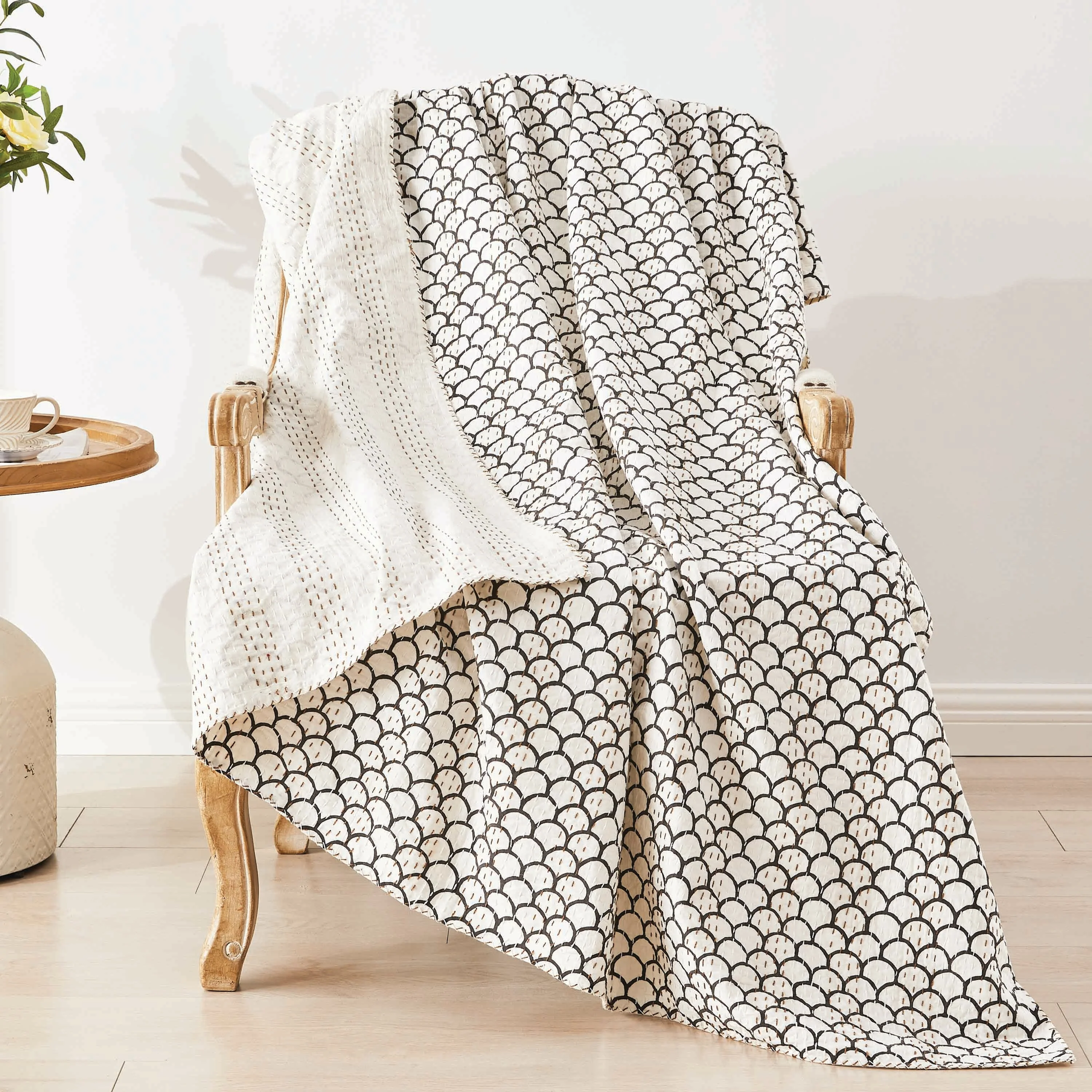 Hand Stitched Block Print Kantha Throws - Image 26