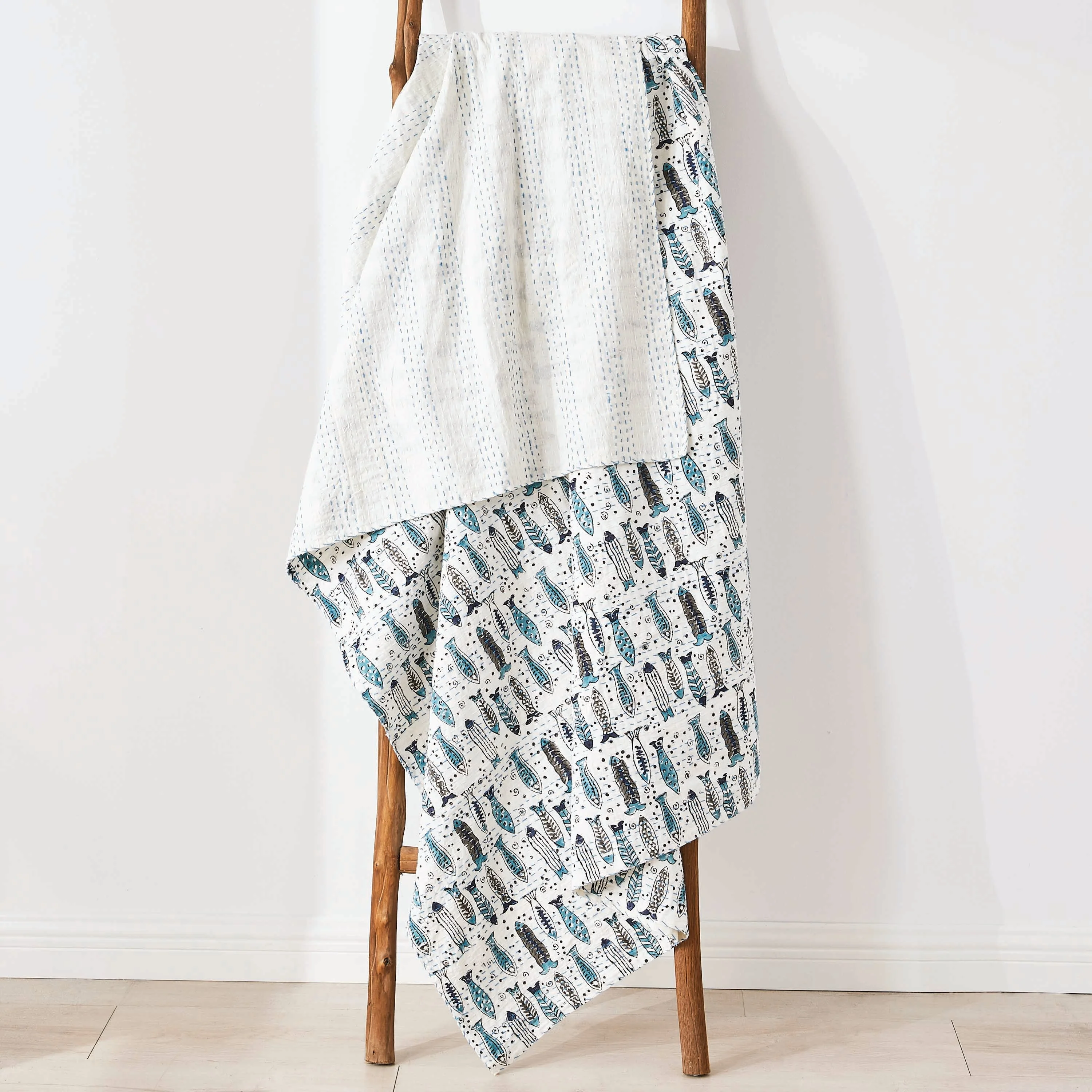 Hand Stitched Block Print Kantha Throws - Image 9