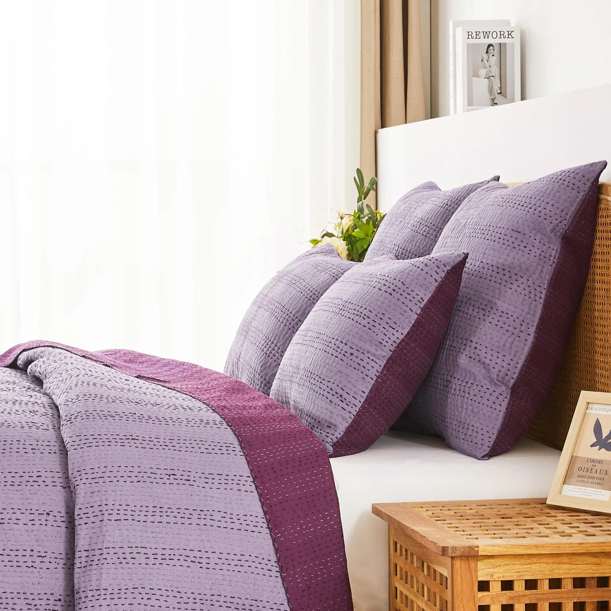 Reversible Kantha Pillow Sham Pairs - Image 3