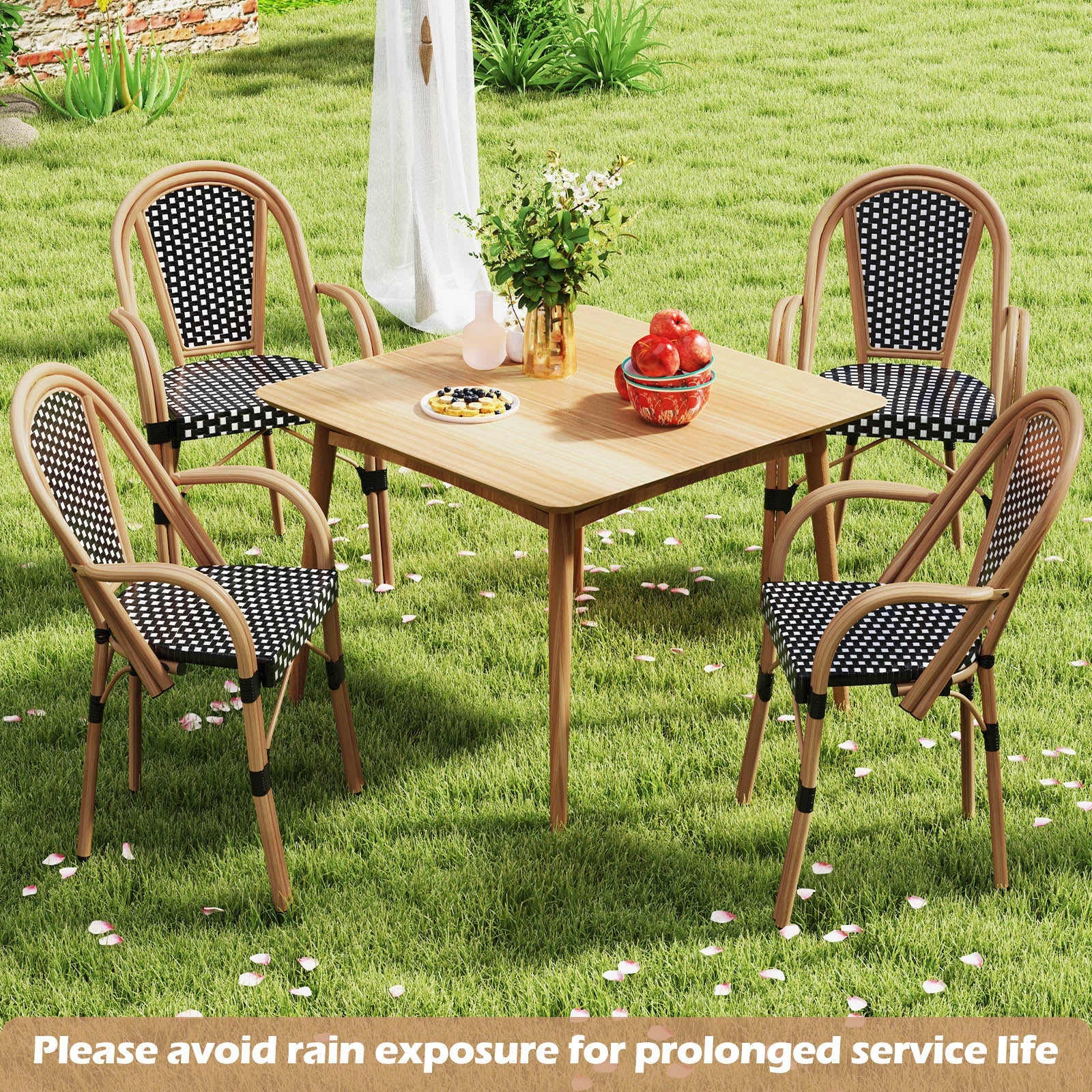 Outdoor French Bistro Chairs Set of 2 - Black - Image 8
