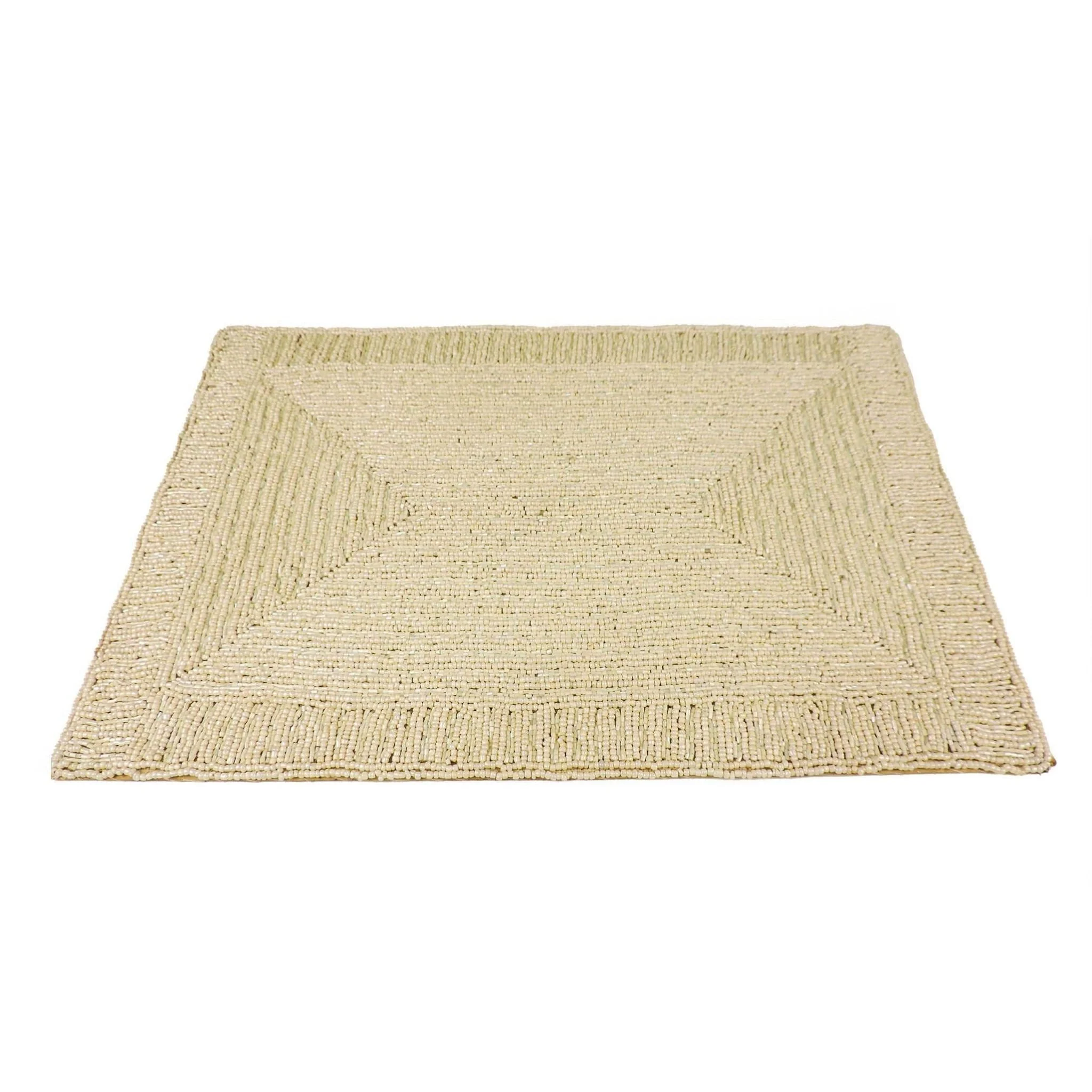 Handmade Bead Placemat in Cream, Set of 2 - Image 3