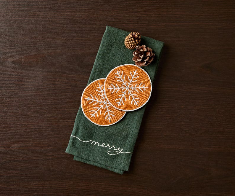 Handmade Beaded Holiday Coaster – Christmas Table Decor - Image 10
