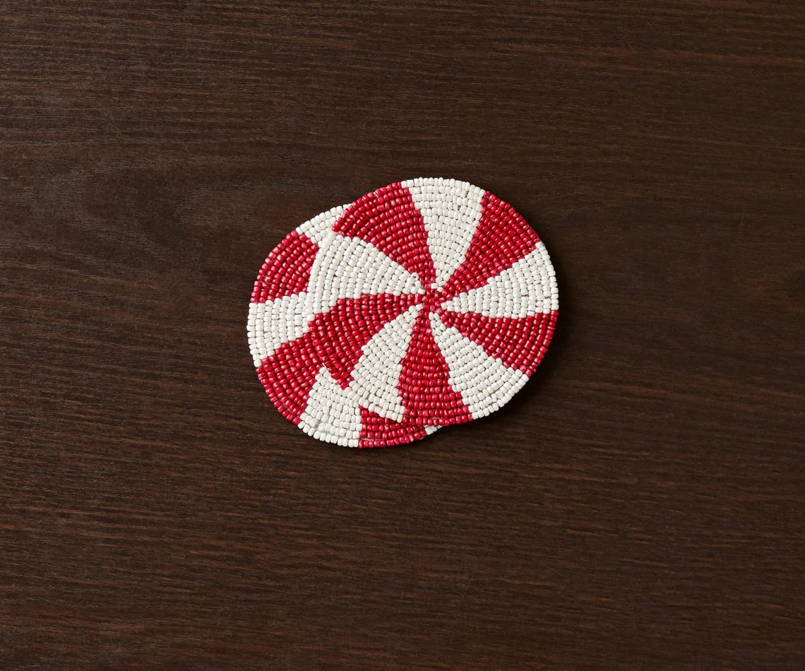 Handmade Beaded Holiday Coaster – Christmas Table Decor - Image 7