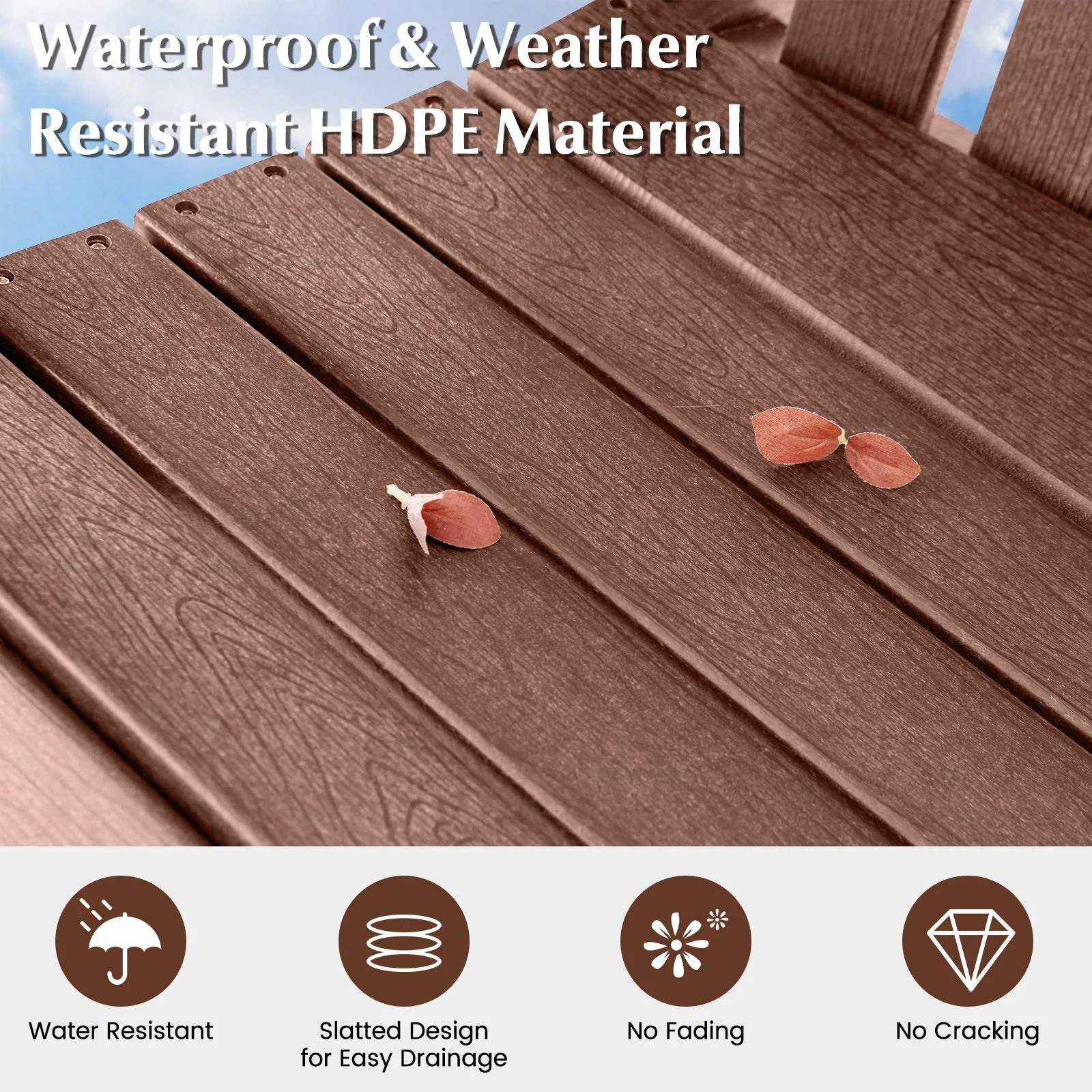 Patio Chair with Armrest and Footrest - Coffee - Image 8