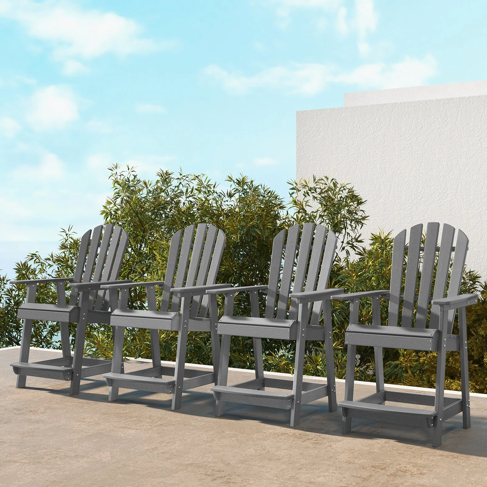 Patio Chair with Armrest and Footrest - Gray - Image 6