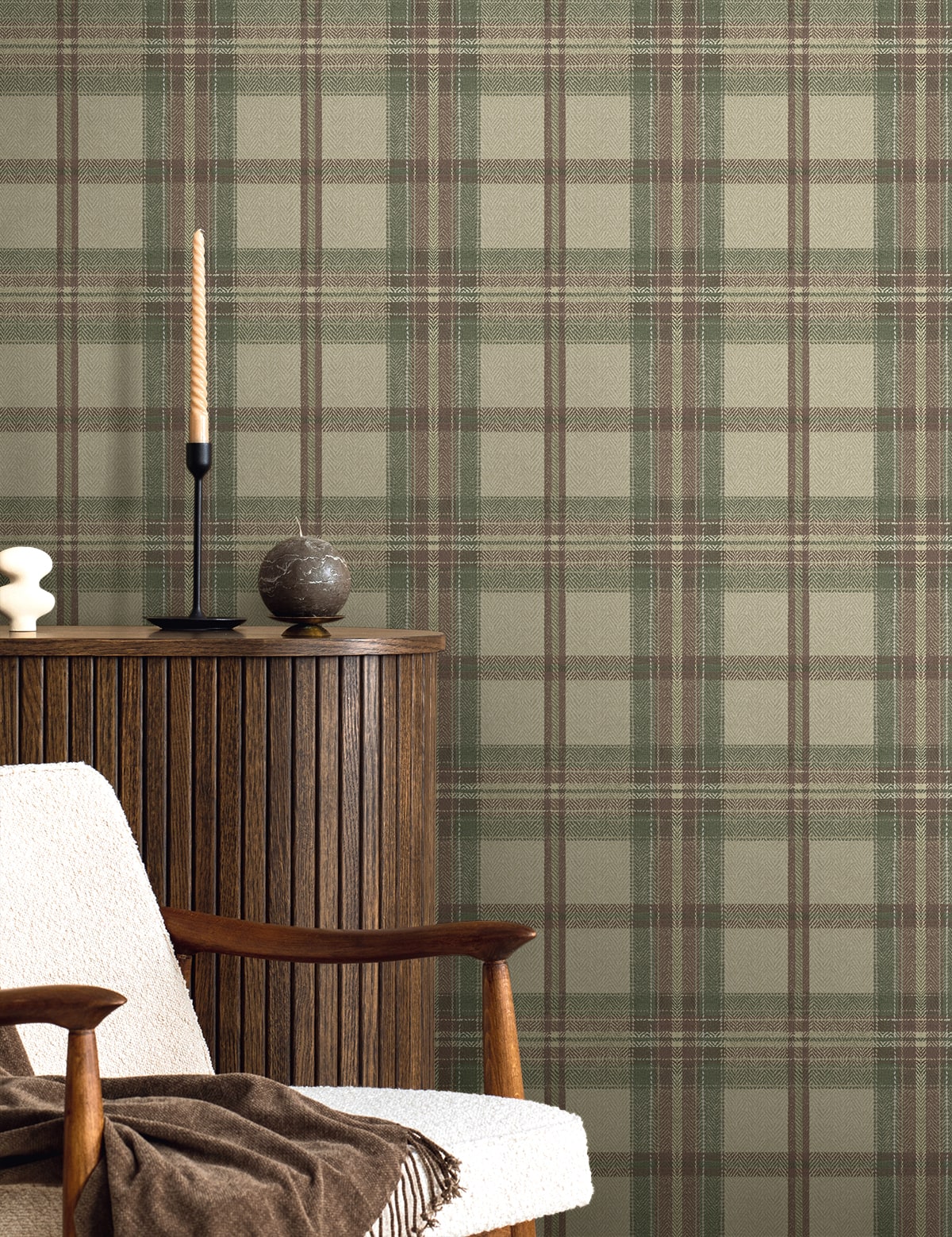 Herringbone Plaid Premium Matte Non-Woven Peel and Stick Wallpaper - Image 16