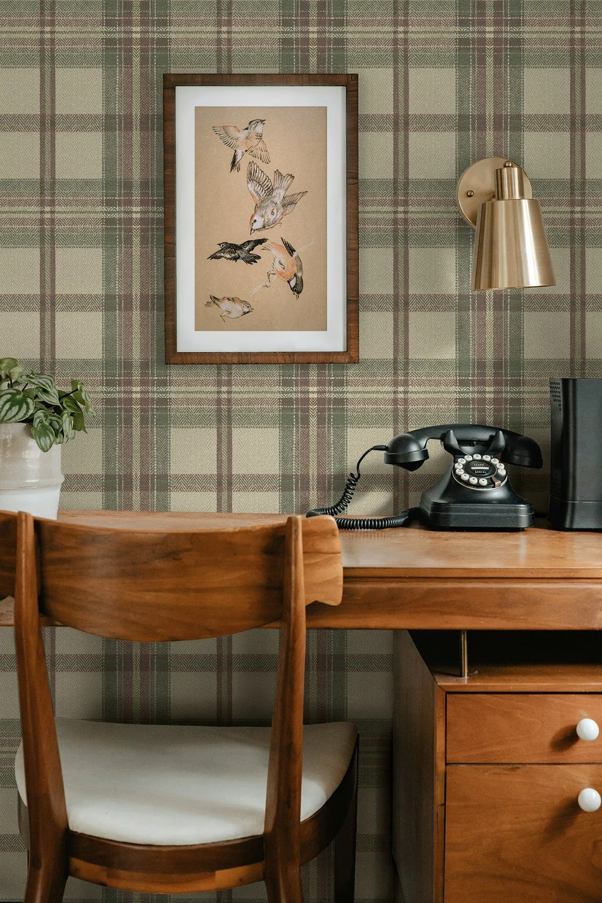 Herringbone Plaid Premium Matte Non-Woven Peel and Stick Wallpaper - Image 19