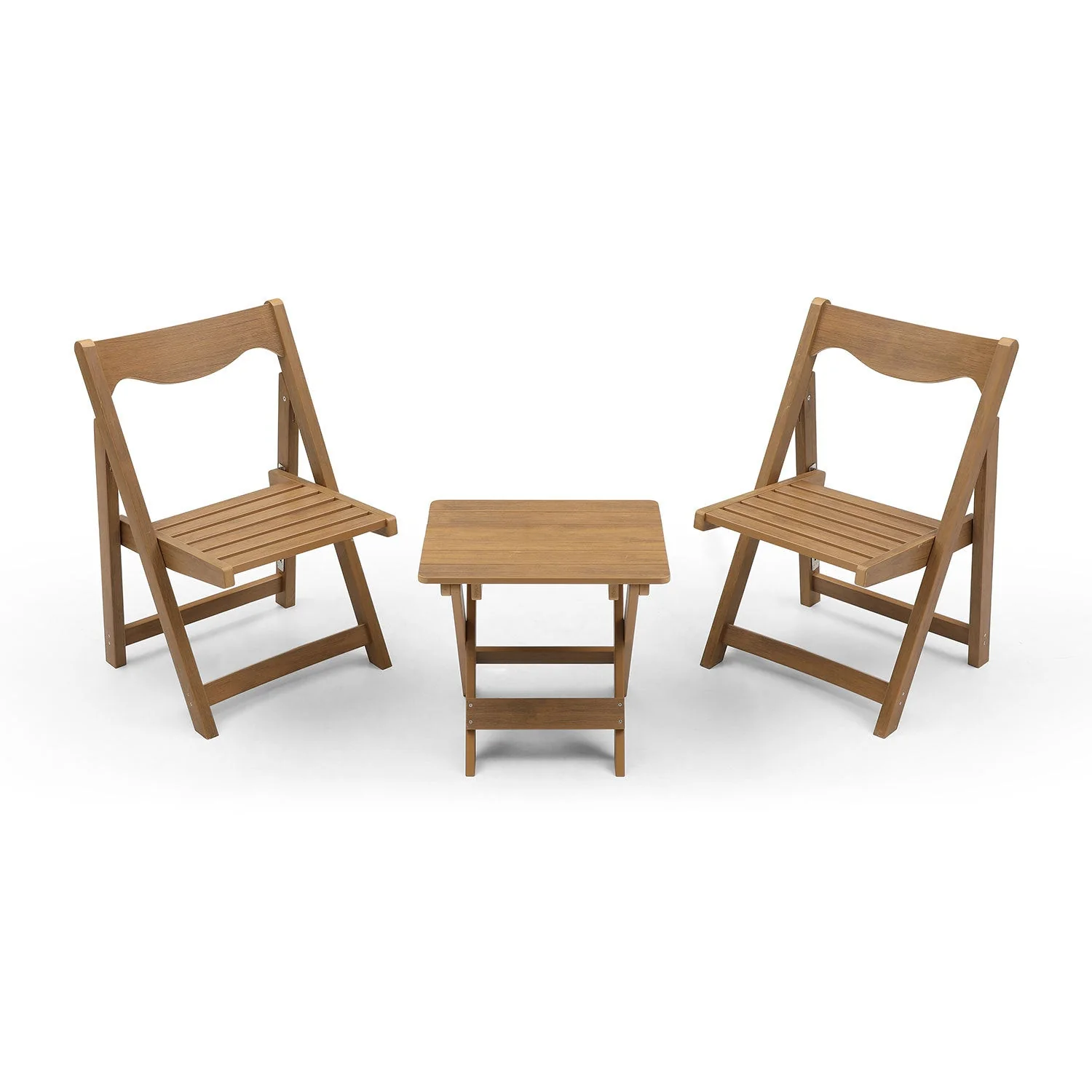 Outdoor Bistro Set, Foldable Small Table and Chair Set, Teak