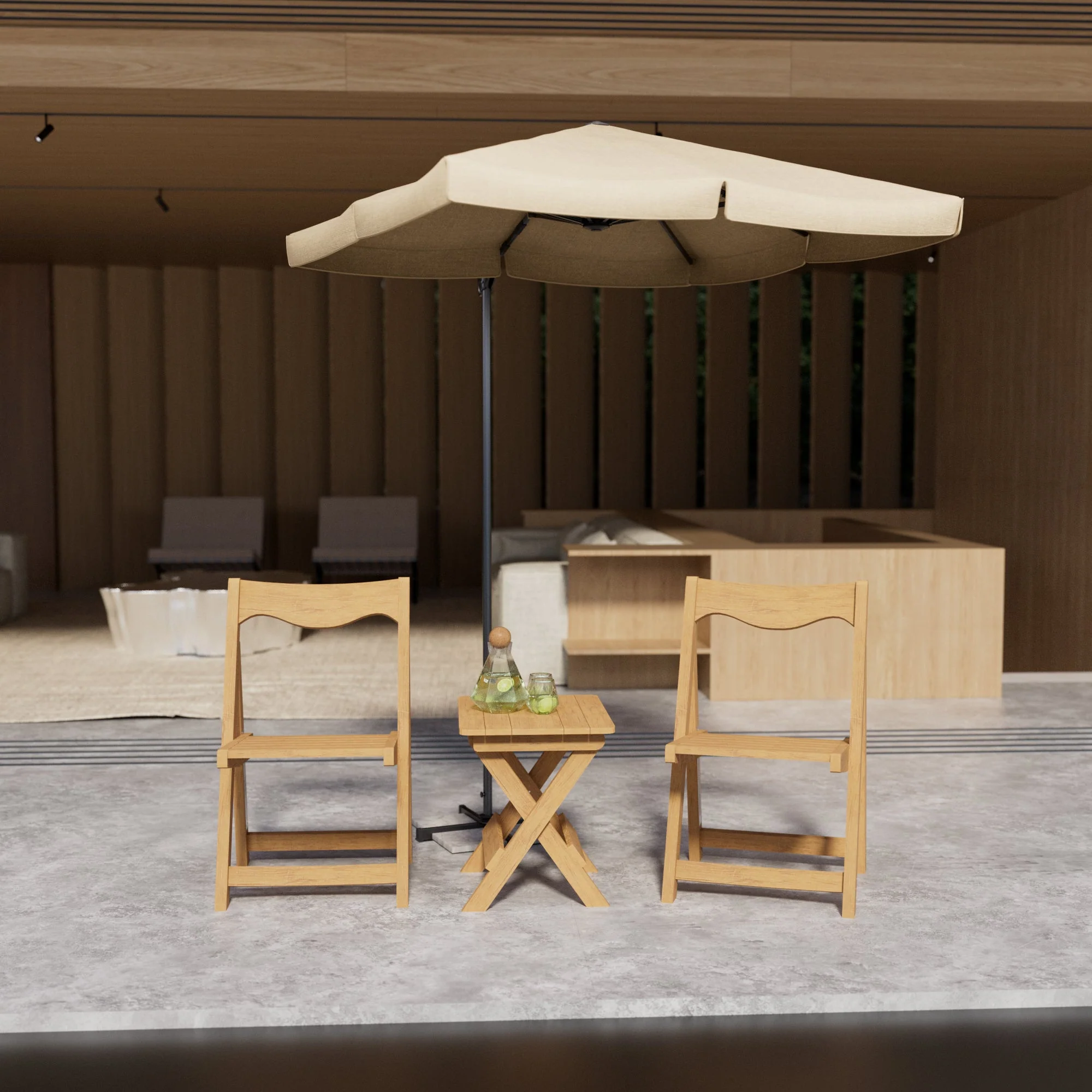 Outdoor Bistro Set, Foldable Small Table and Chair Set, Teak - Image 5