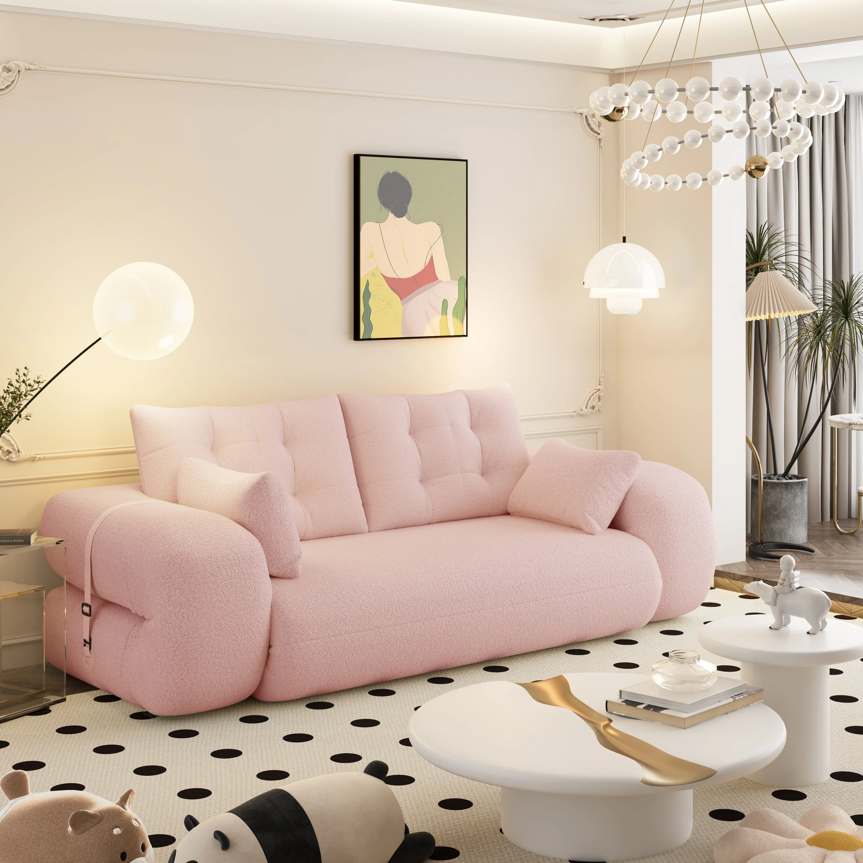 Human Dog Bed, 78.7 ' Multi-Functional Foldable Sofa Bed, Pink - Image 10