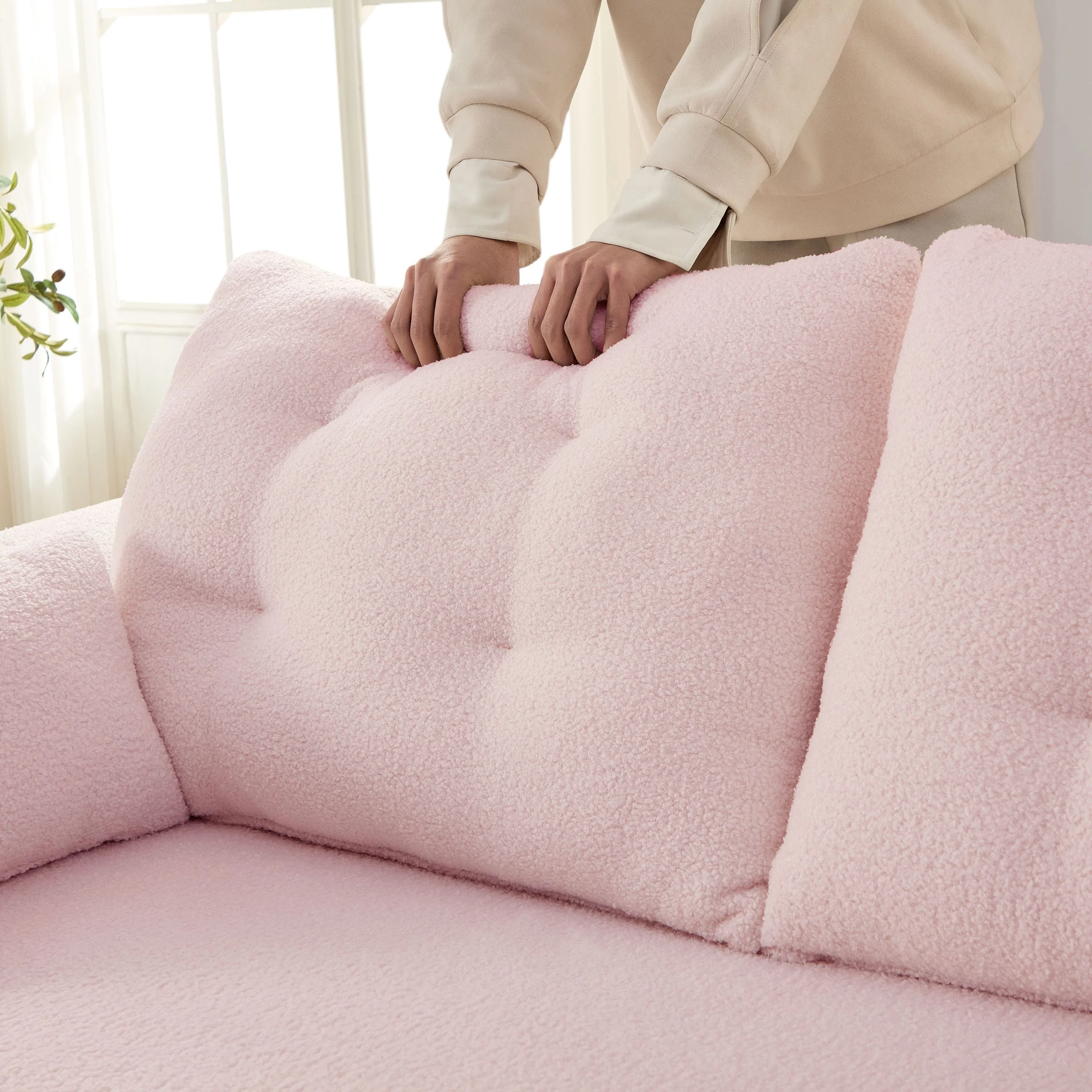 Human Dog Bed, 78.7 ' Multi-Functional Foldable Sofa Bed, Pink - Image 23
