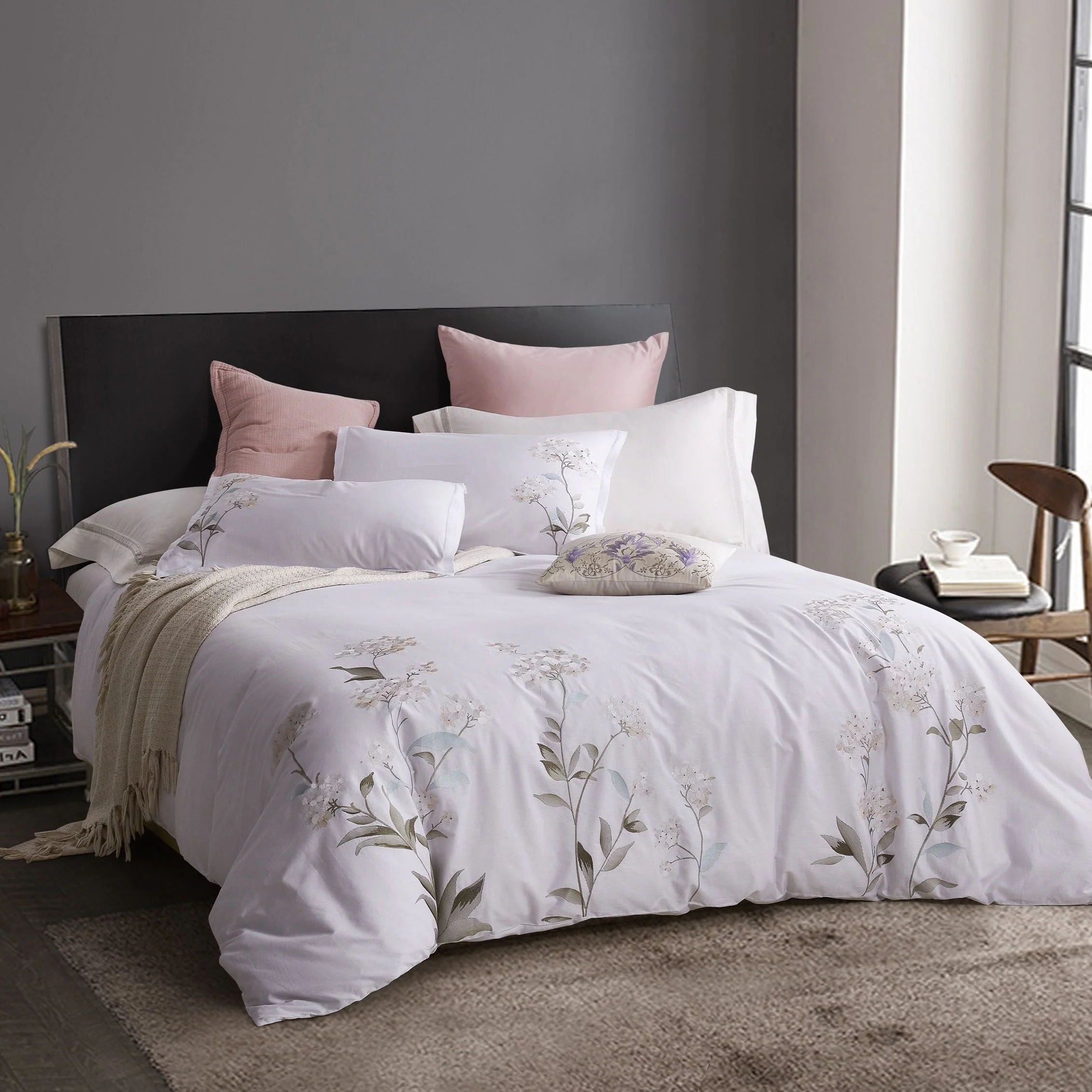 Hydrangea Embroidered Duvet Cover Set - Image 14