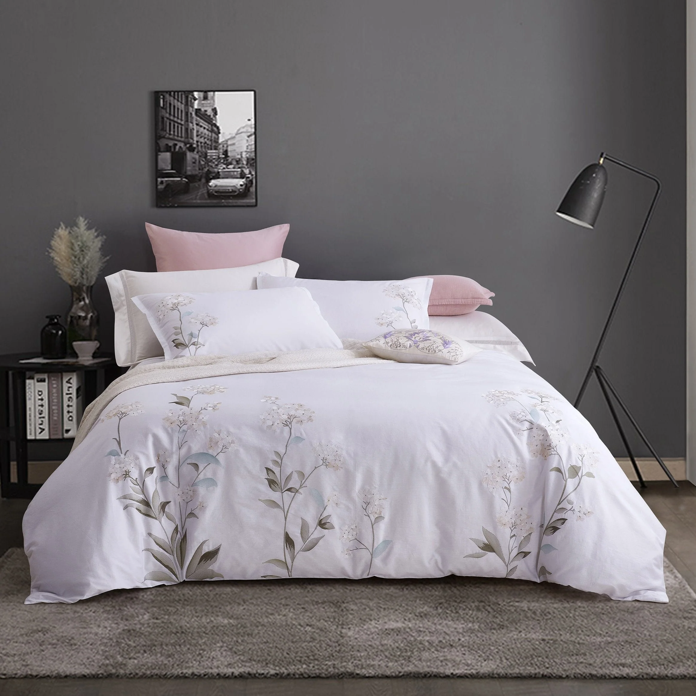 Hydrangea Embroidered Duvet Cover Set - Image 22